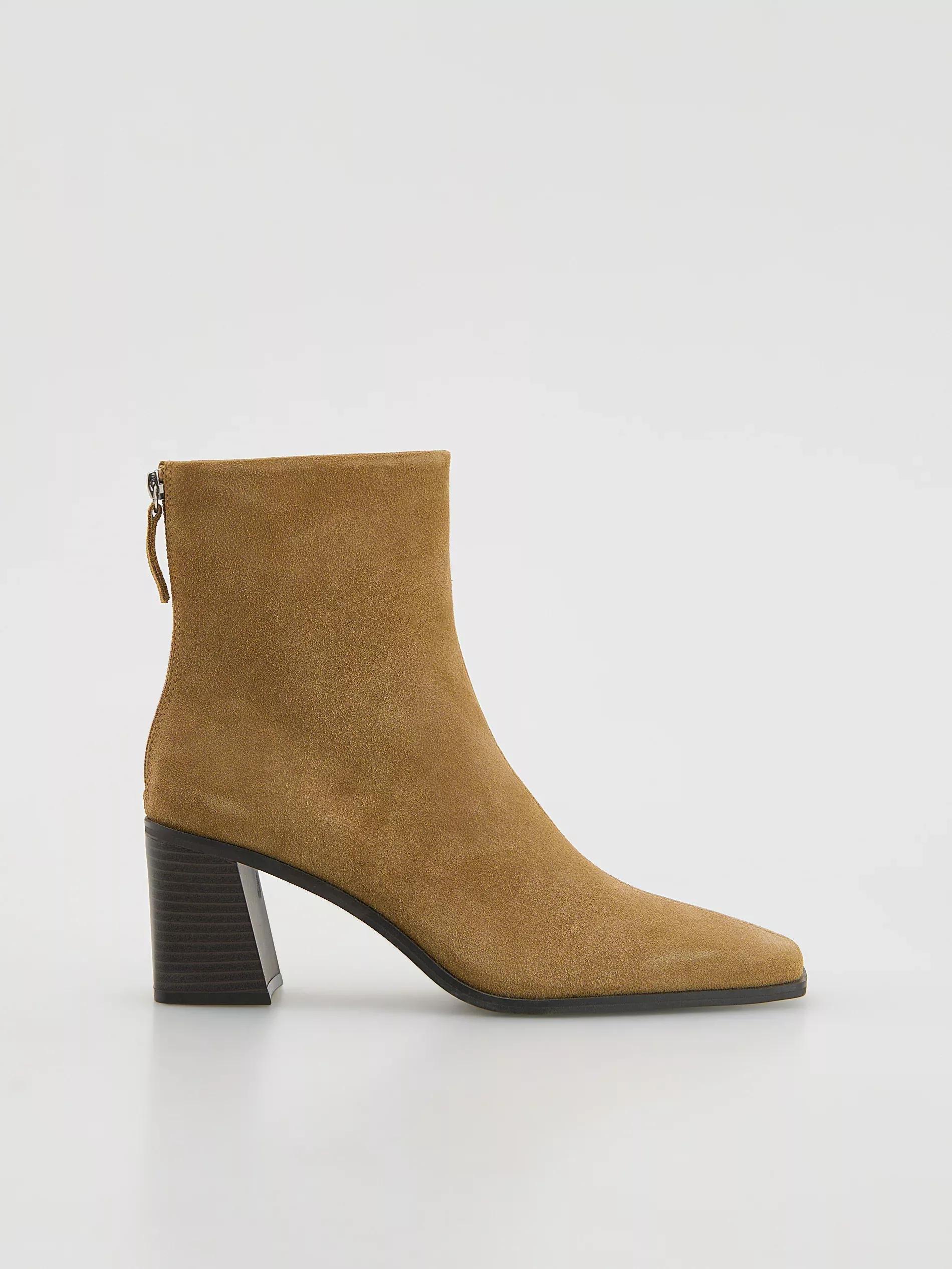 Beige Leather Ankle Boots, Beige, medium