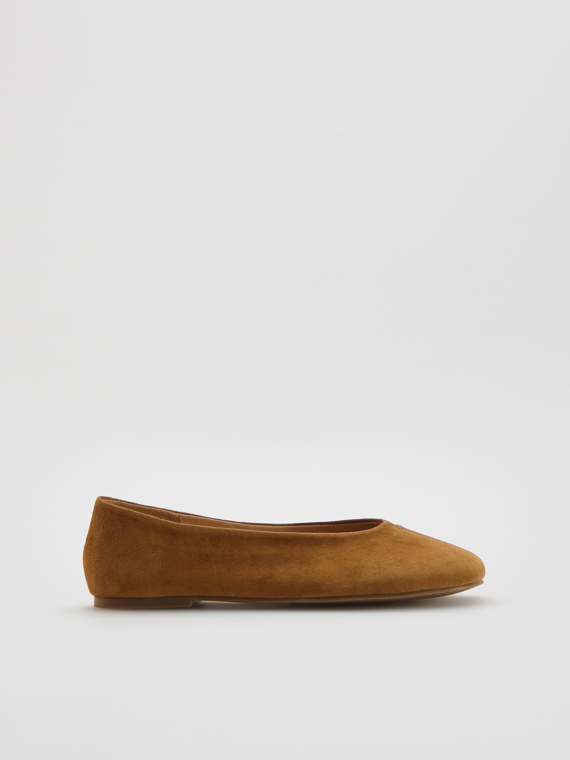 Beige Suede Ballerinas, Beige, medium