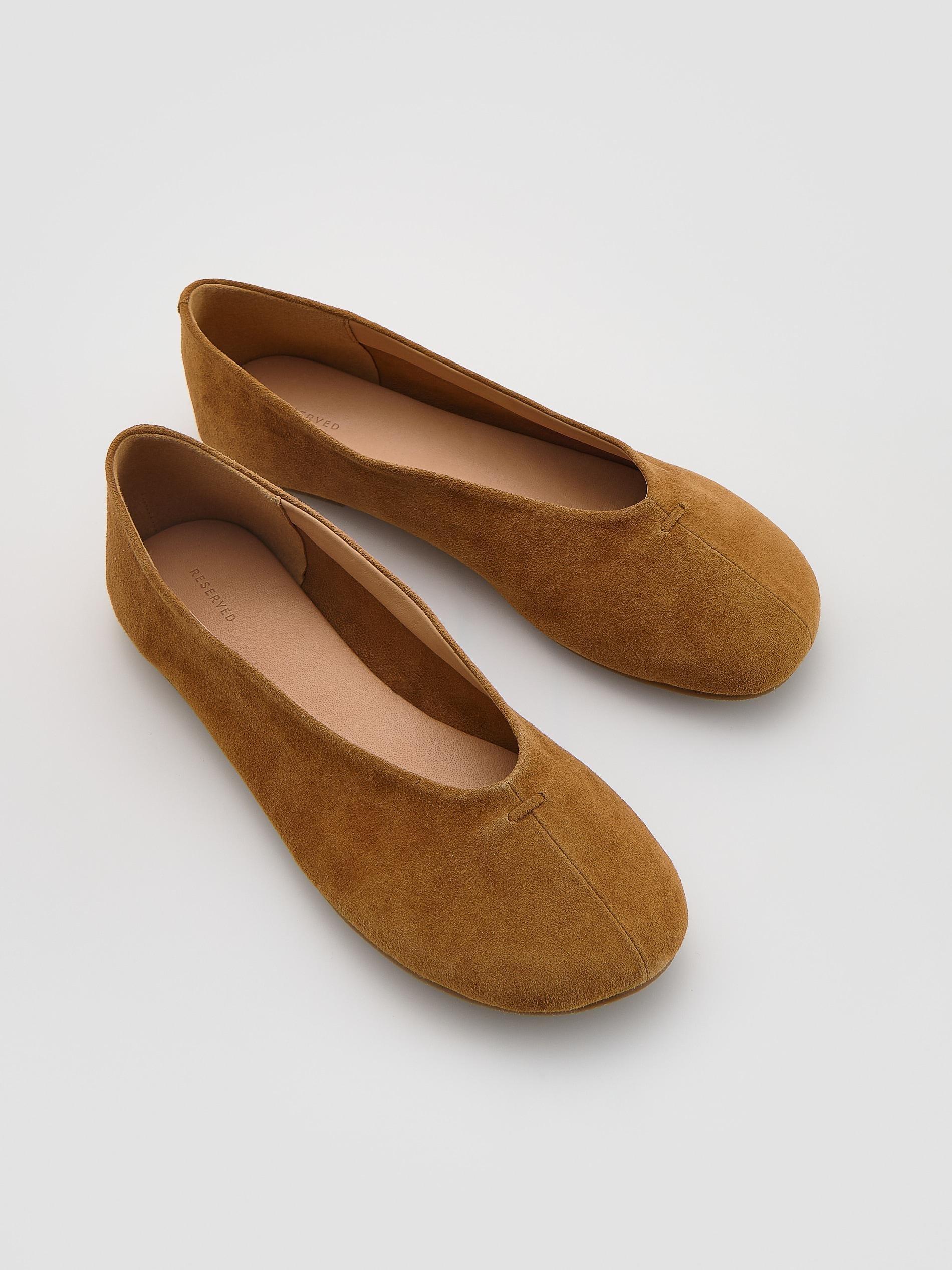 Beige Suede Ballerinas, Beige, medium