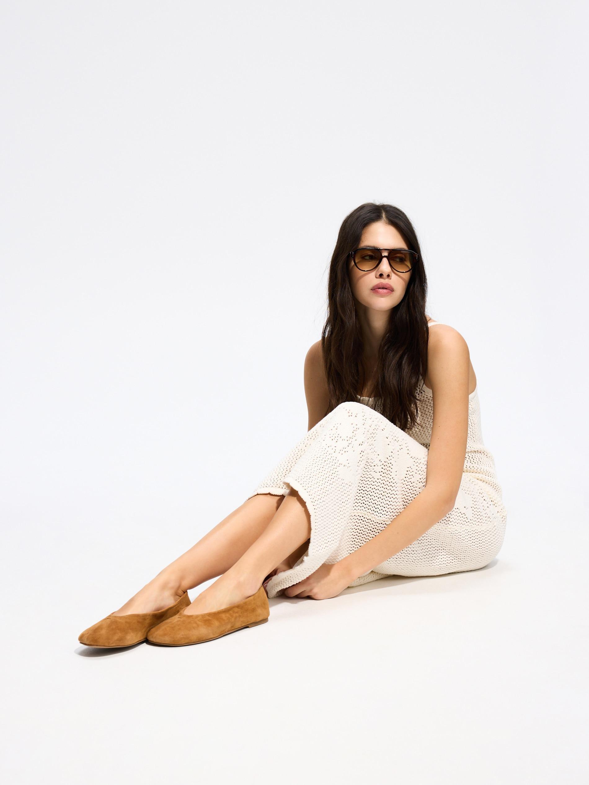 Beige Suede Ballerinas, Beige, large image number 4