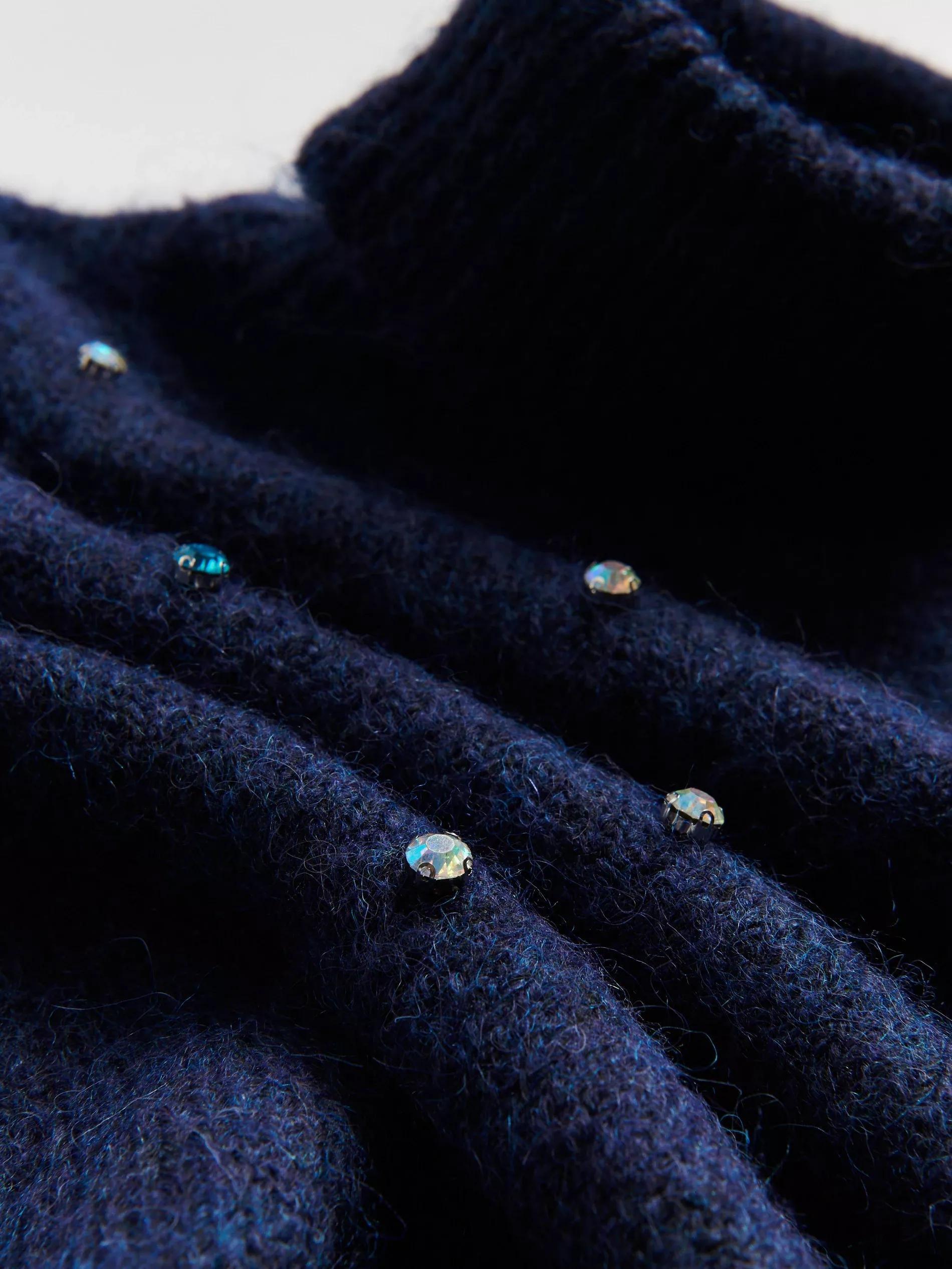 Navy Sweater With Shiny Applique, Navy, large image number 5