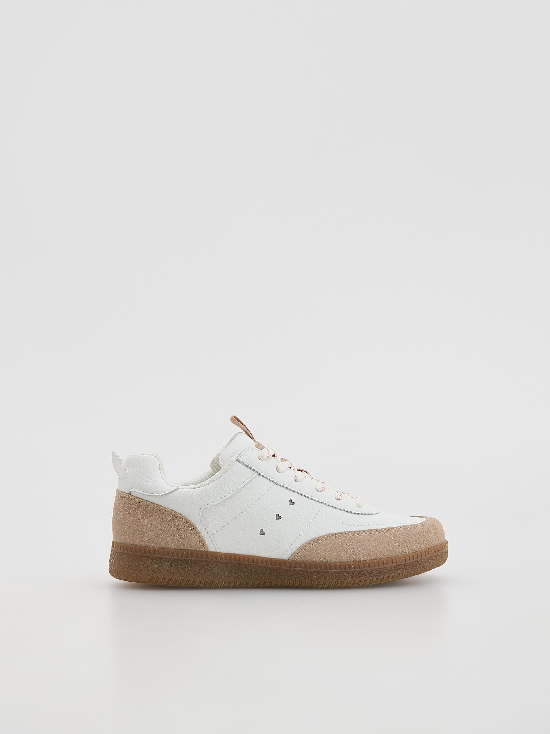 White Leather Trainers, White, large image number 0