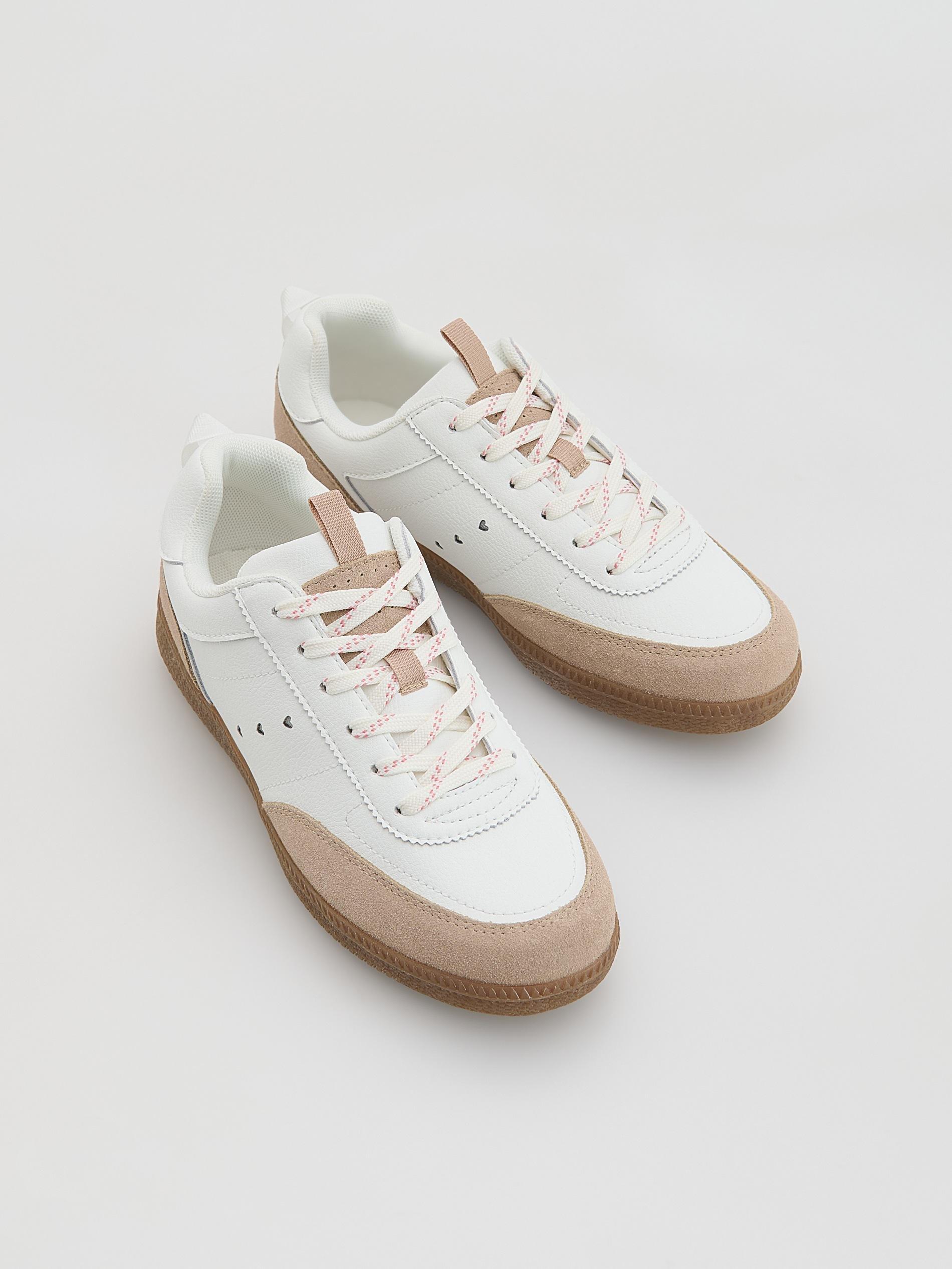 White Leather Trainers, White, large image number 1