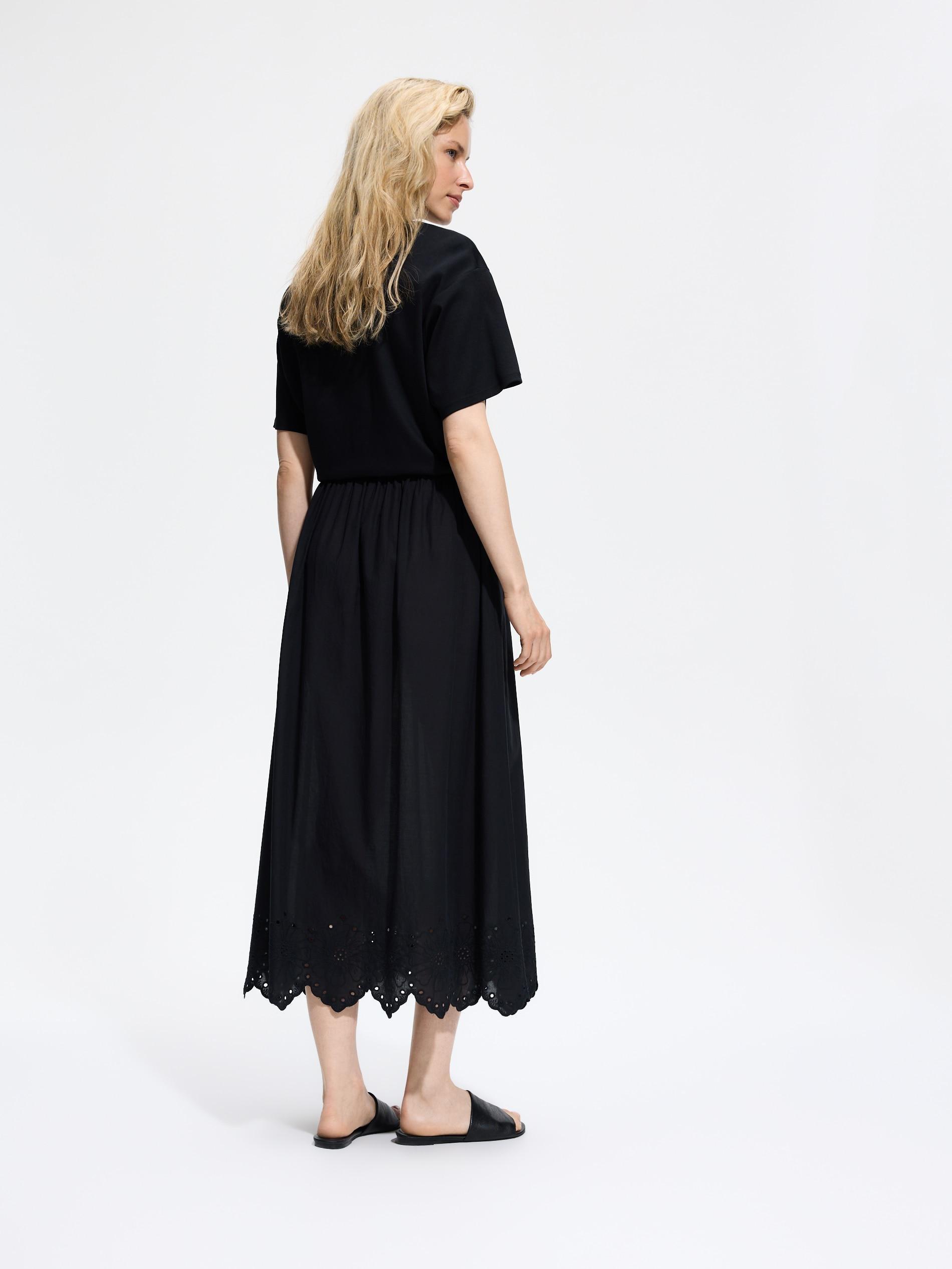 Black Cotton Maxi Skirt, Black, large image number 1