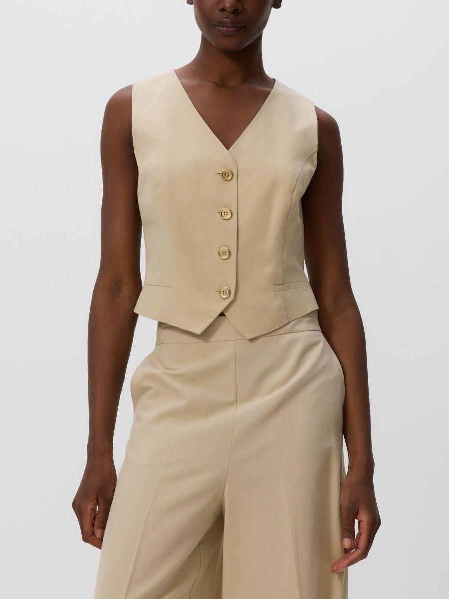Beige Viscose Blend Vest, , large image number 0