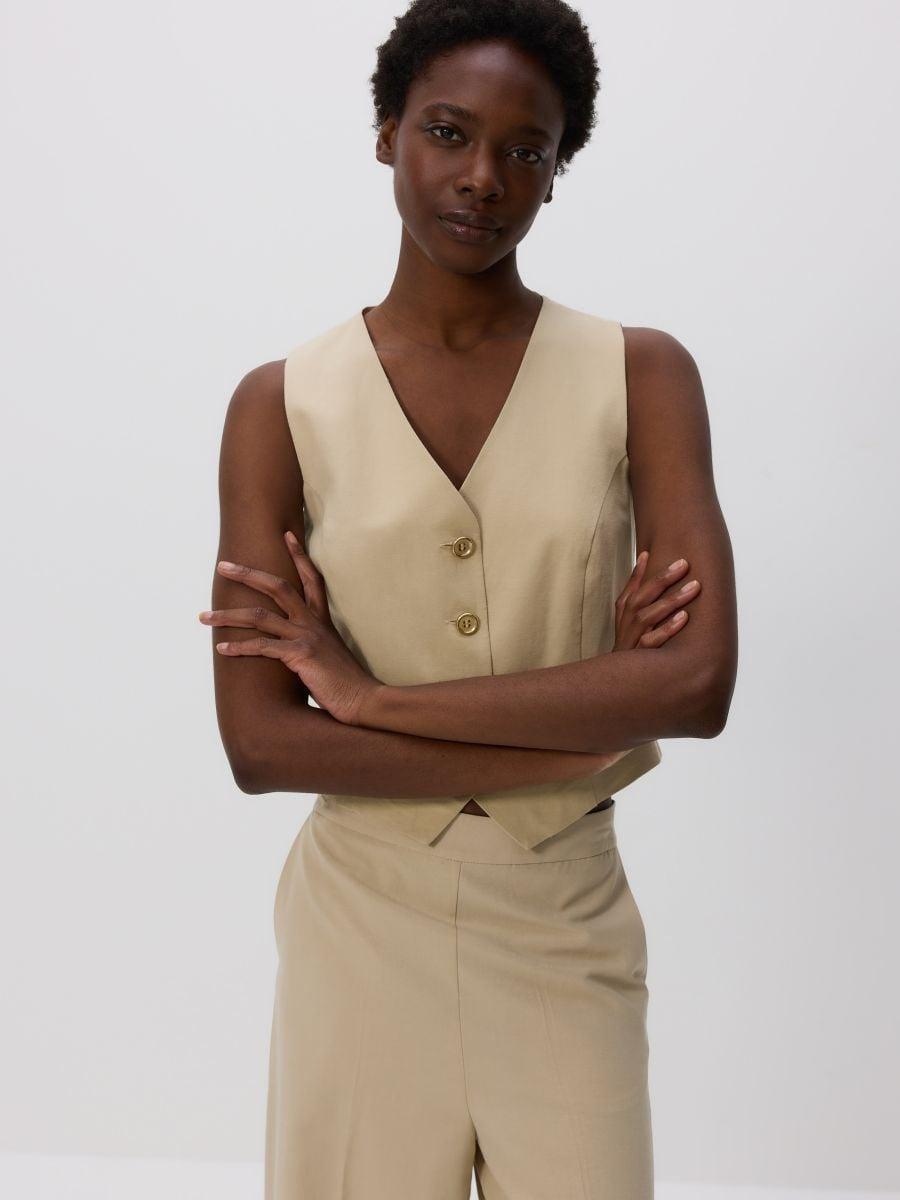 Beige Viscose Blend Vest, , large image number 1