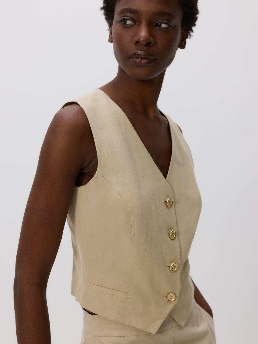 Beige Viscose Blend Vest, , large image number 2
