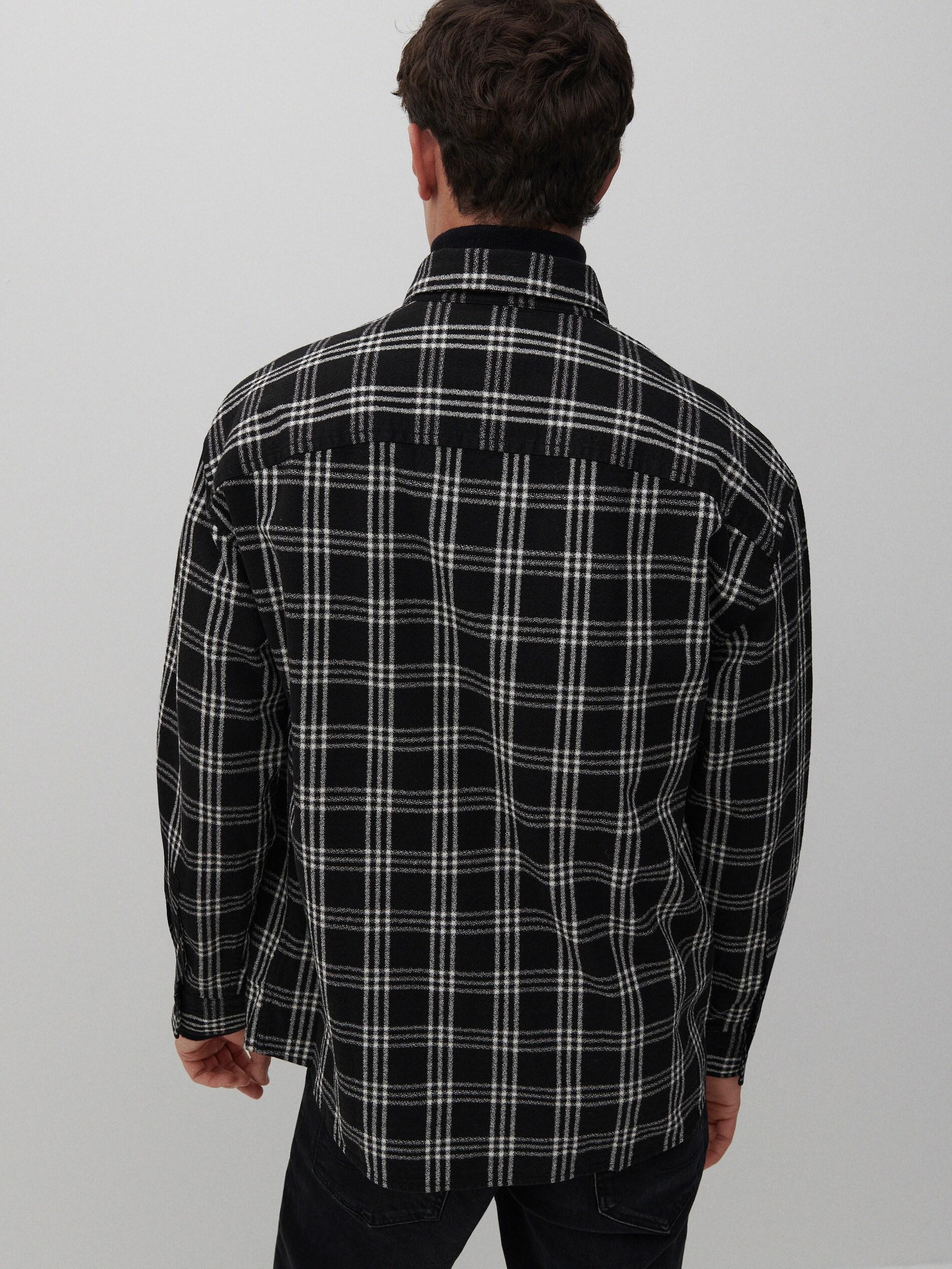Black Viscose Checked Shirt, , large image number 2