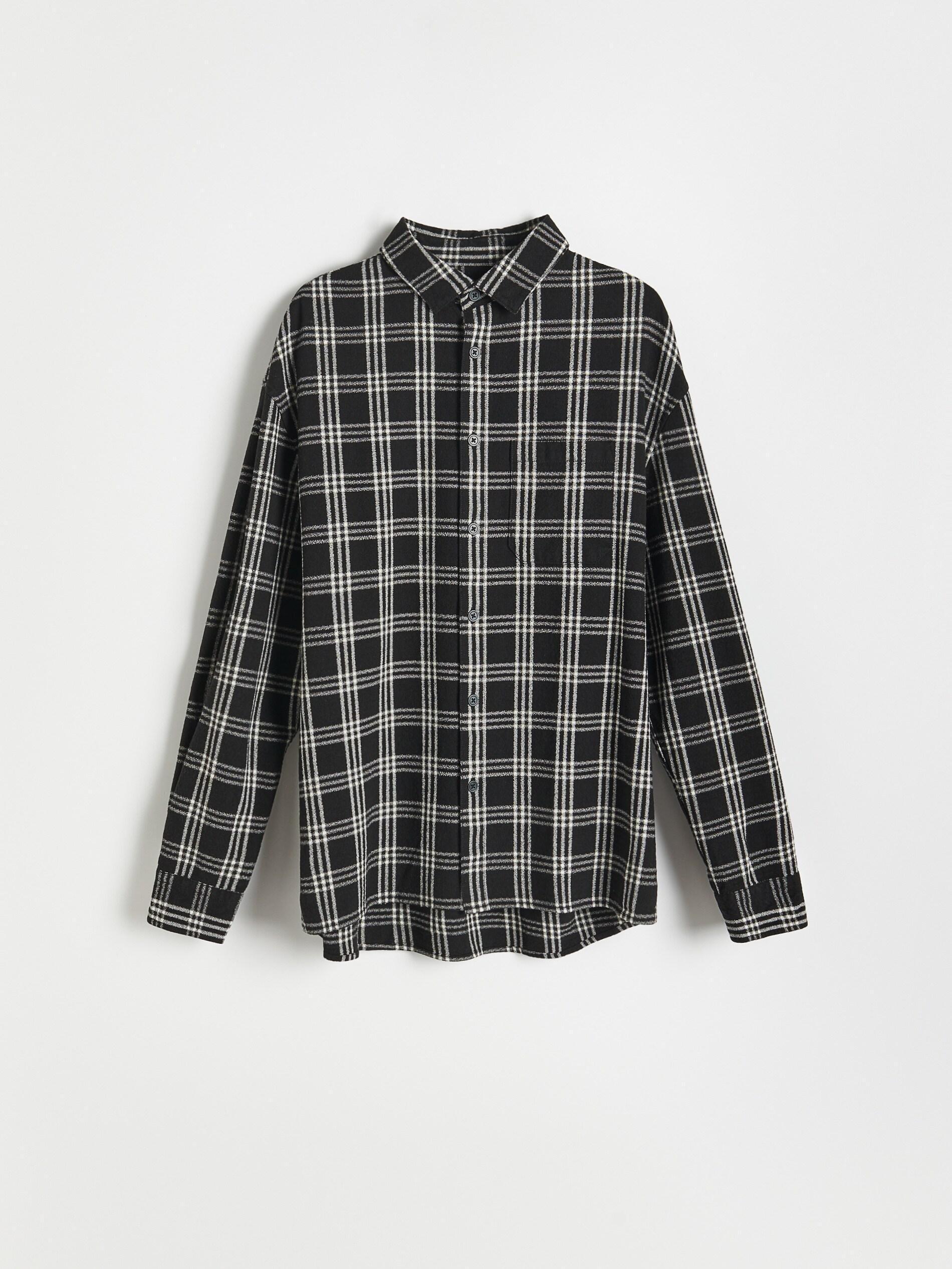 Black Viscose Checked Shirt, , large image number 4