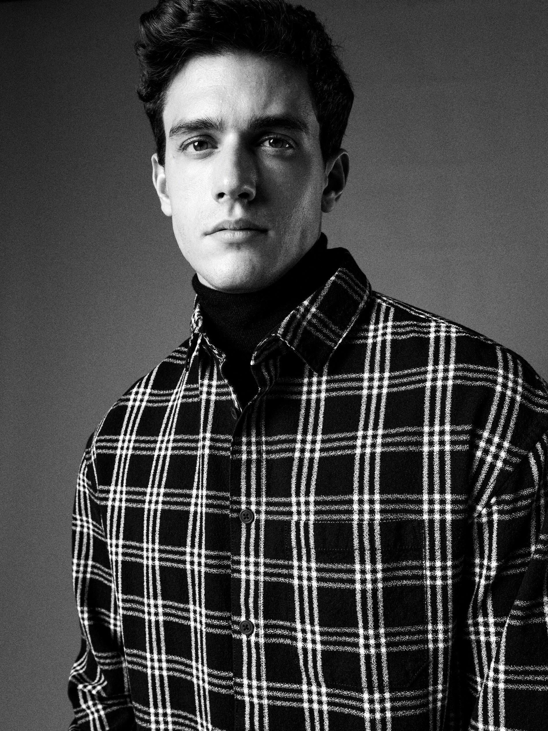 Black Viscose Checked Shirt, , large image number 6