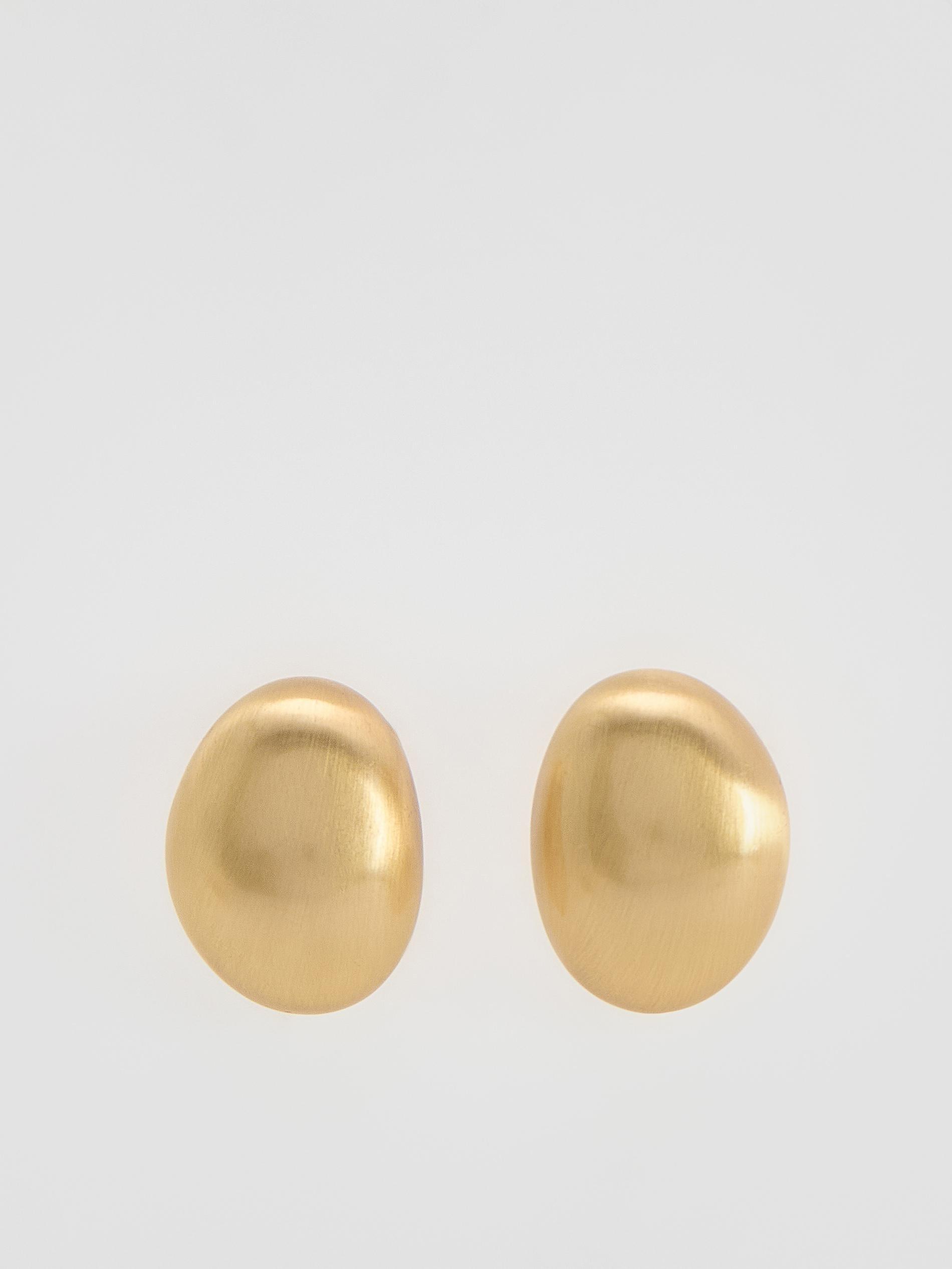Gold Oval Earrings, Golden, medium