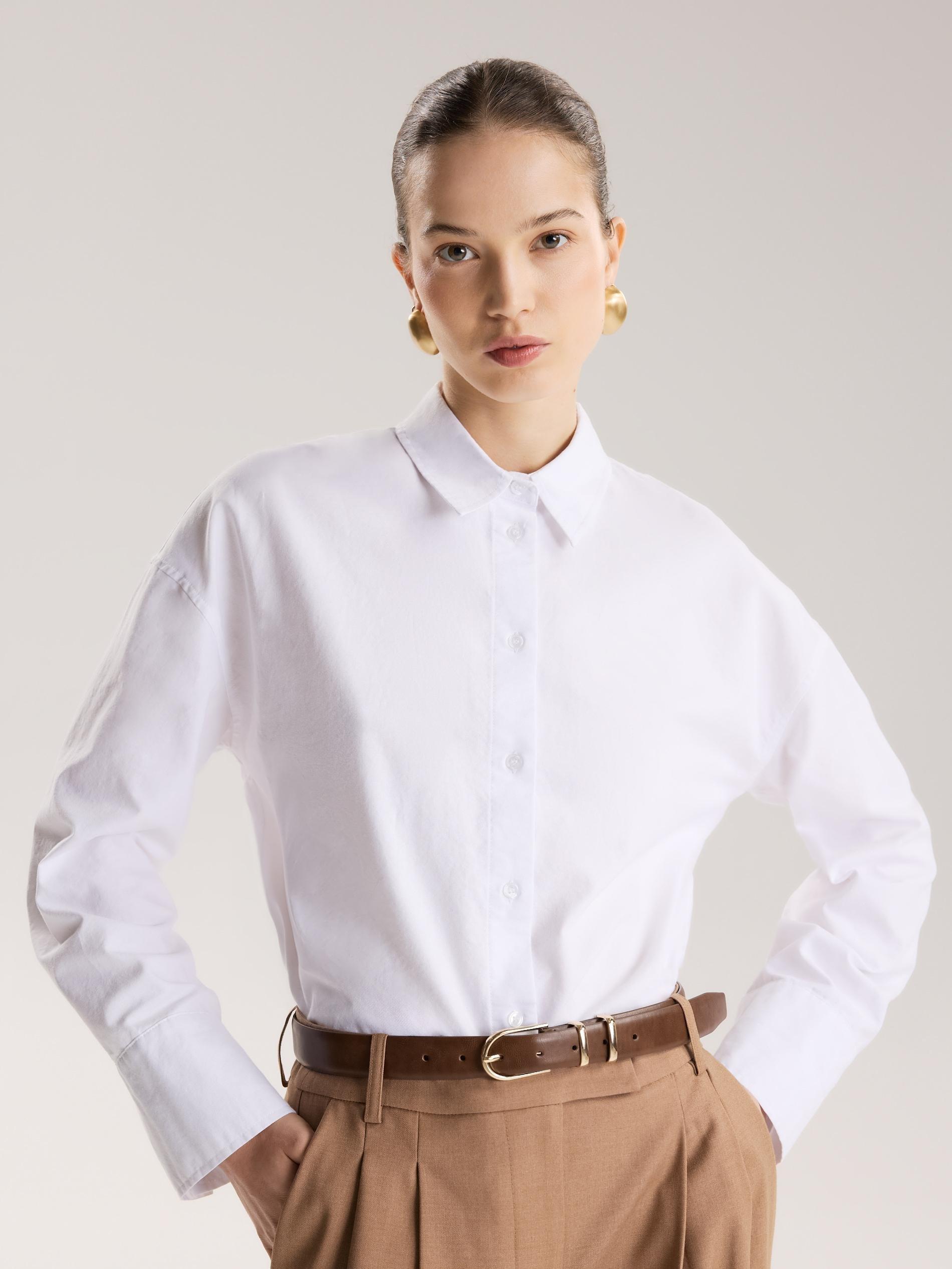 Gold Oval Earrings, Golden, large image number 3