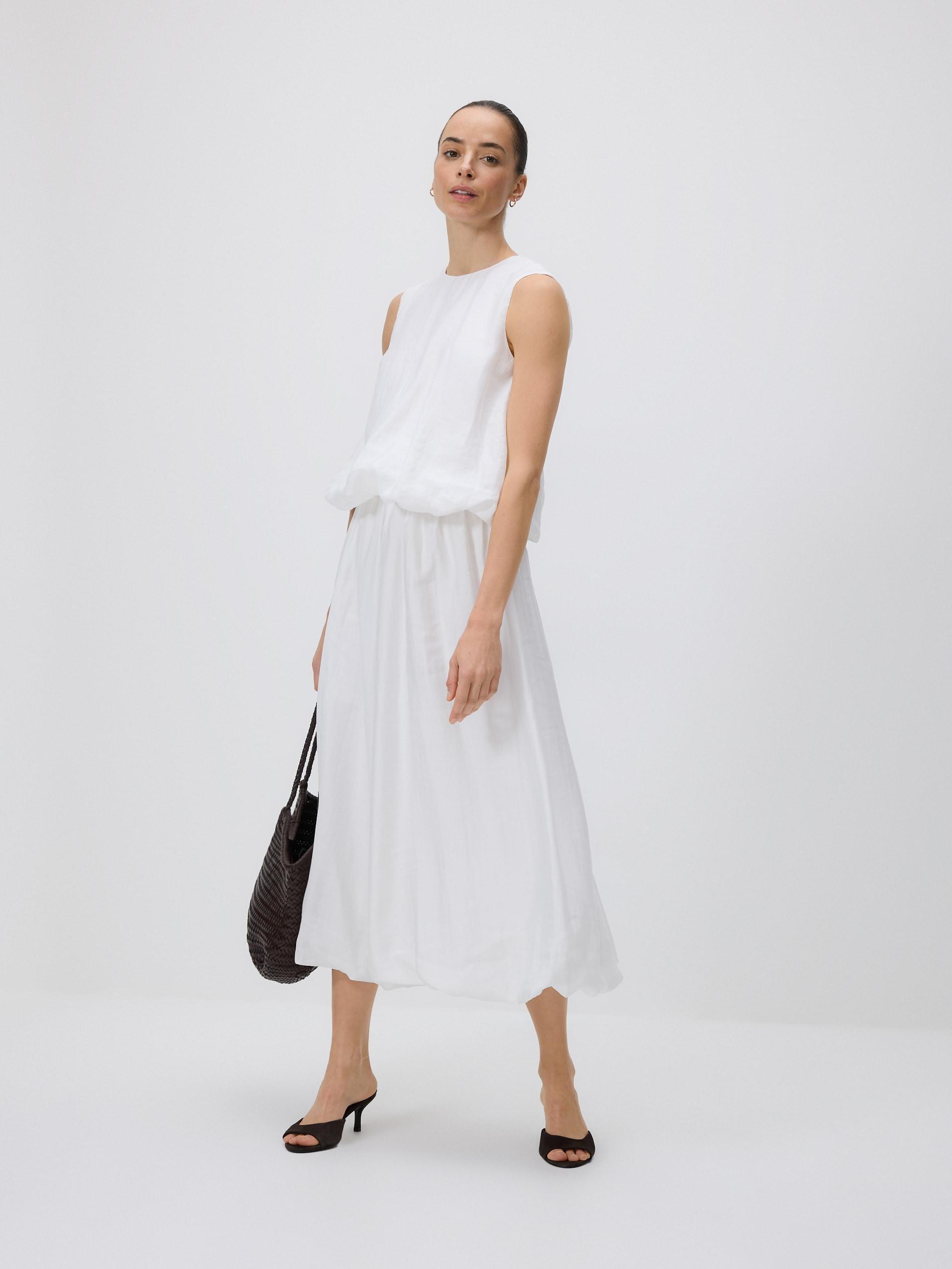 Cream Lyocell Blend Skirt, Ivory, large image number 0