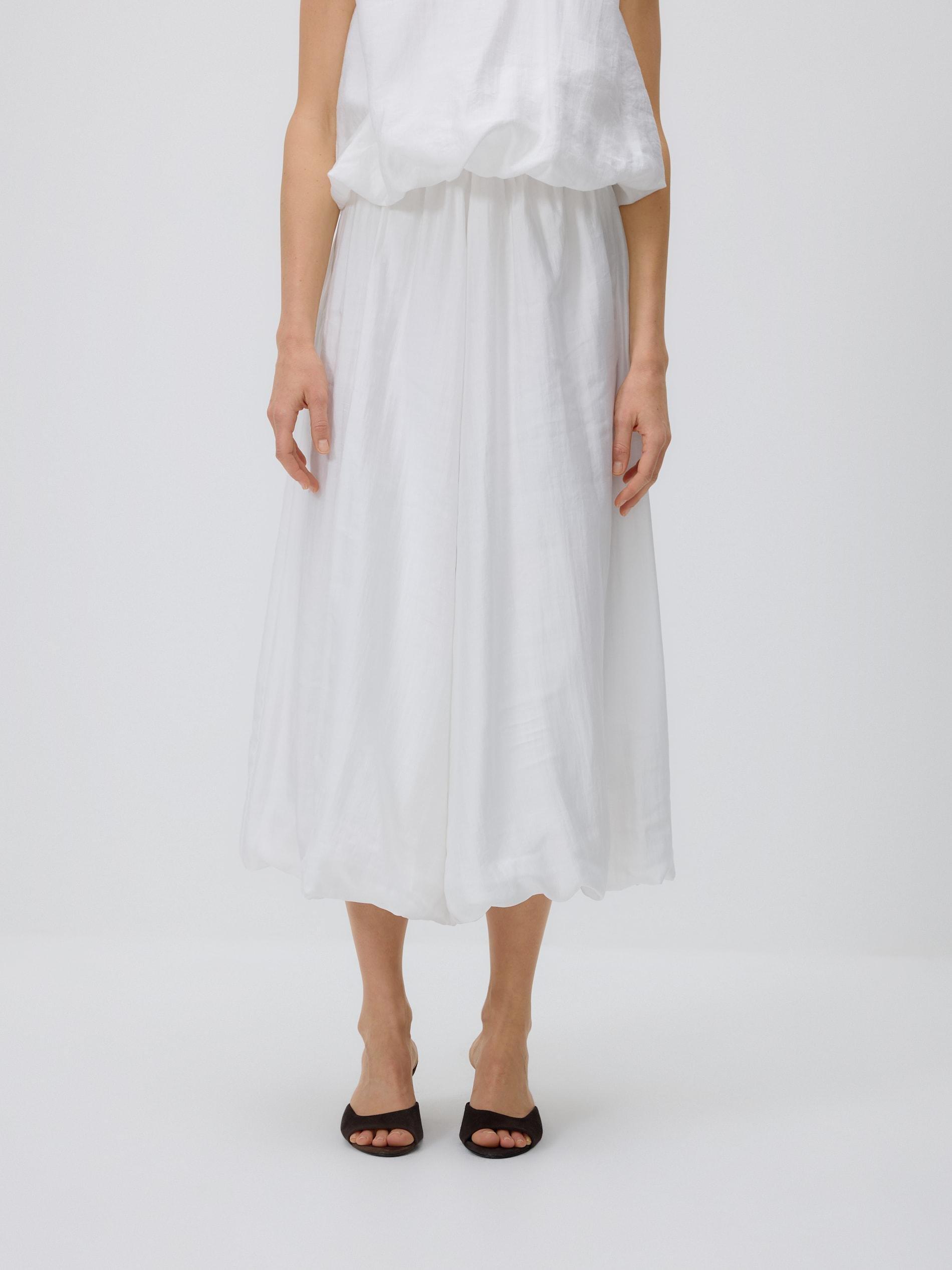 Cream Lyocell Blend Skirt, Ivory, large image number 1