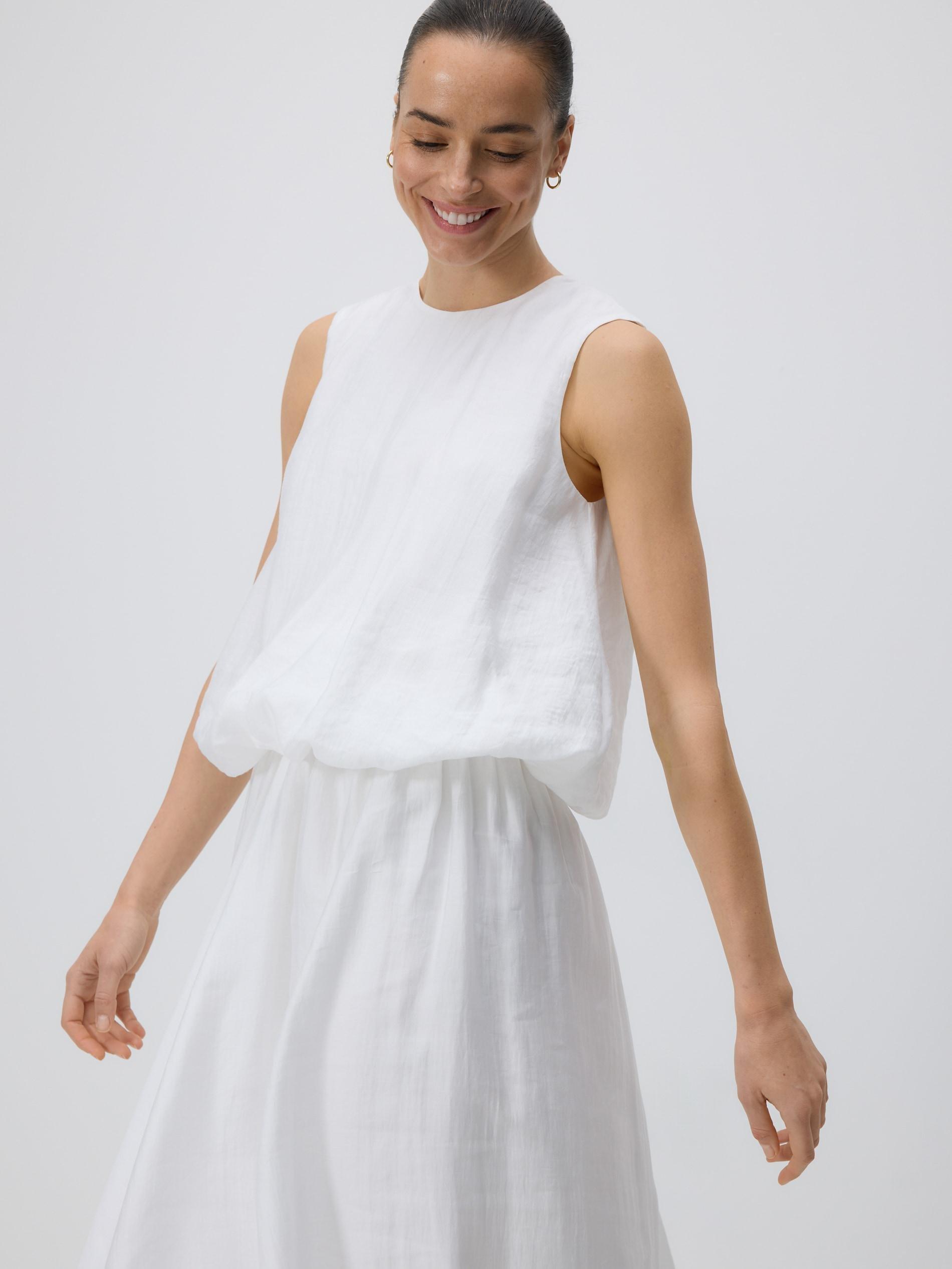 Cream Lyocell Blend Skirt, Ivory, large image number 2