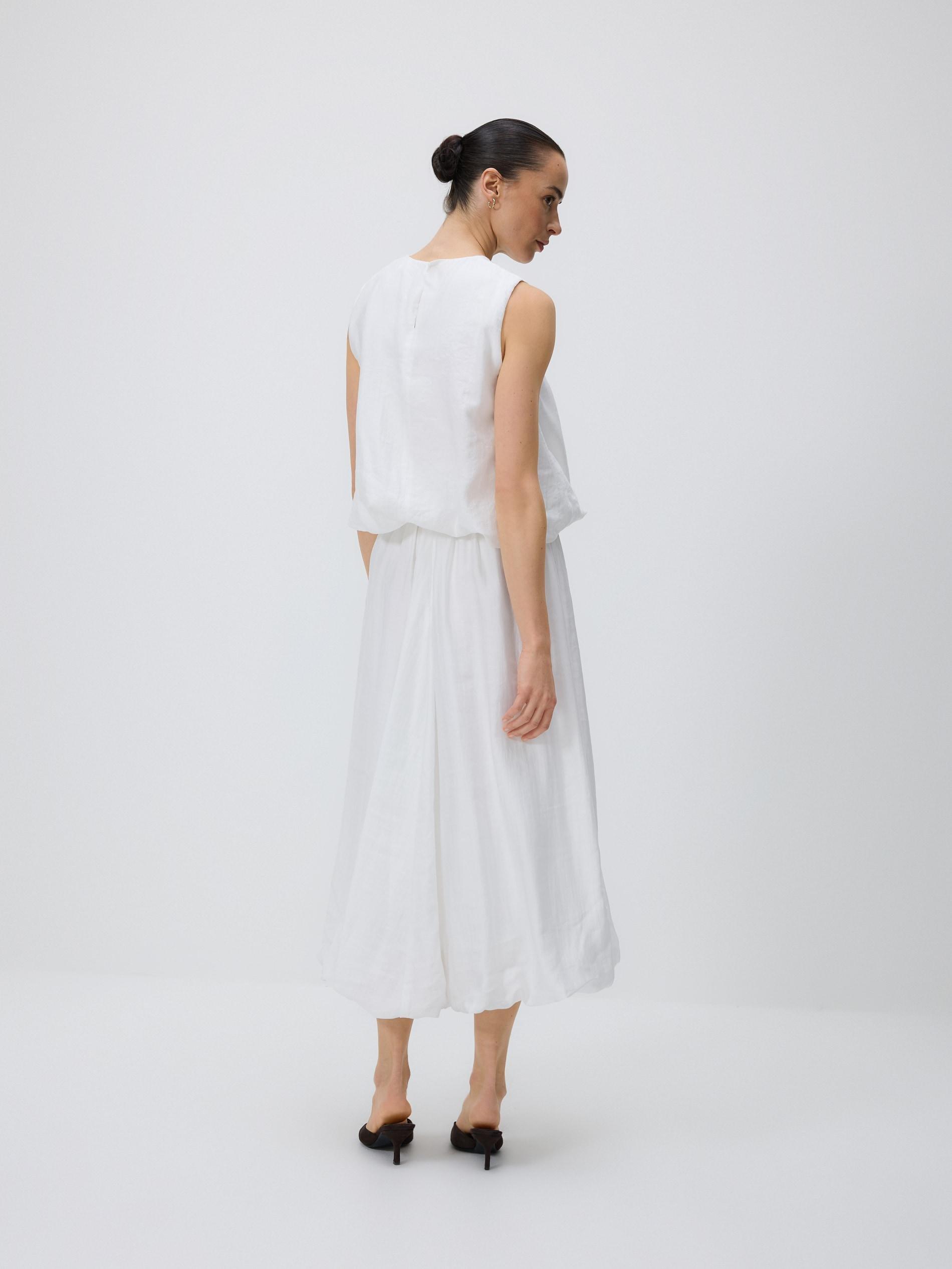 Cream Lyocell Blend Skirt, Ivory, large image number 3