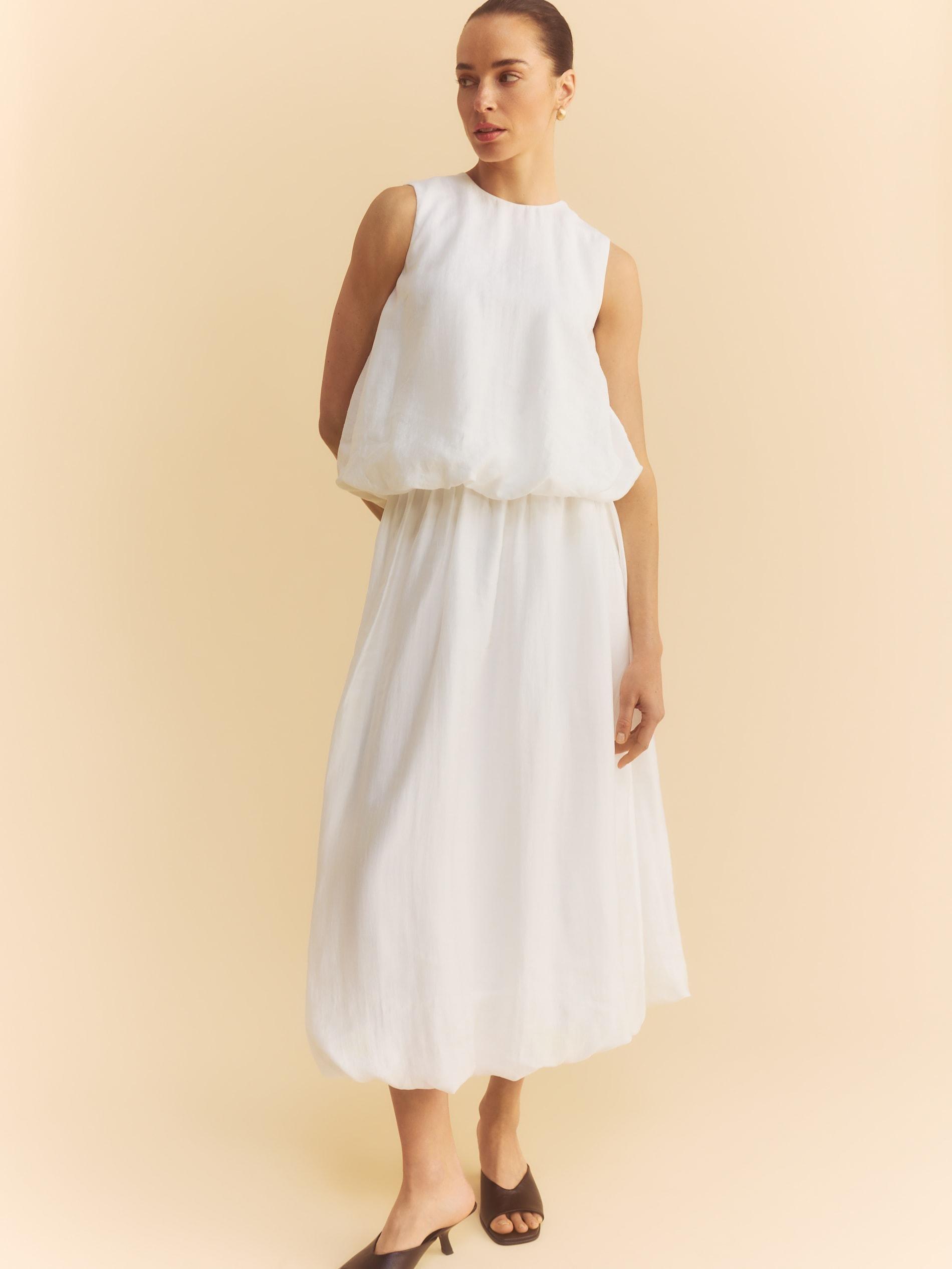 Cream Lyocell Blend Skirt, Ivory, large image number 5