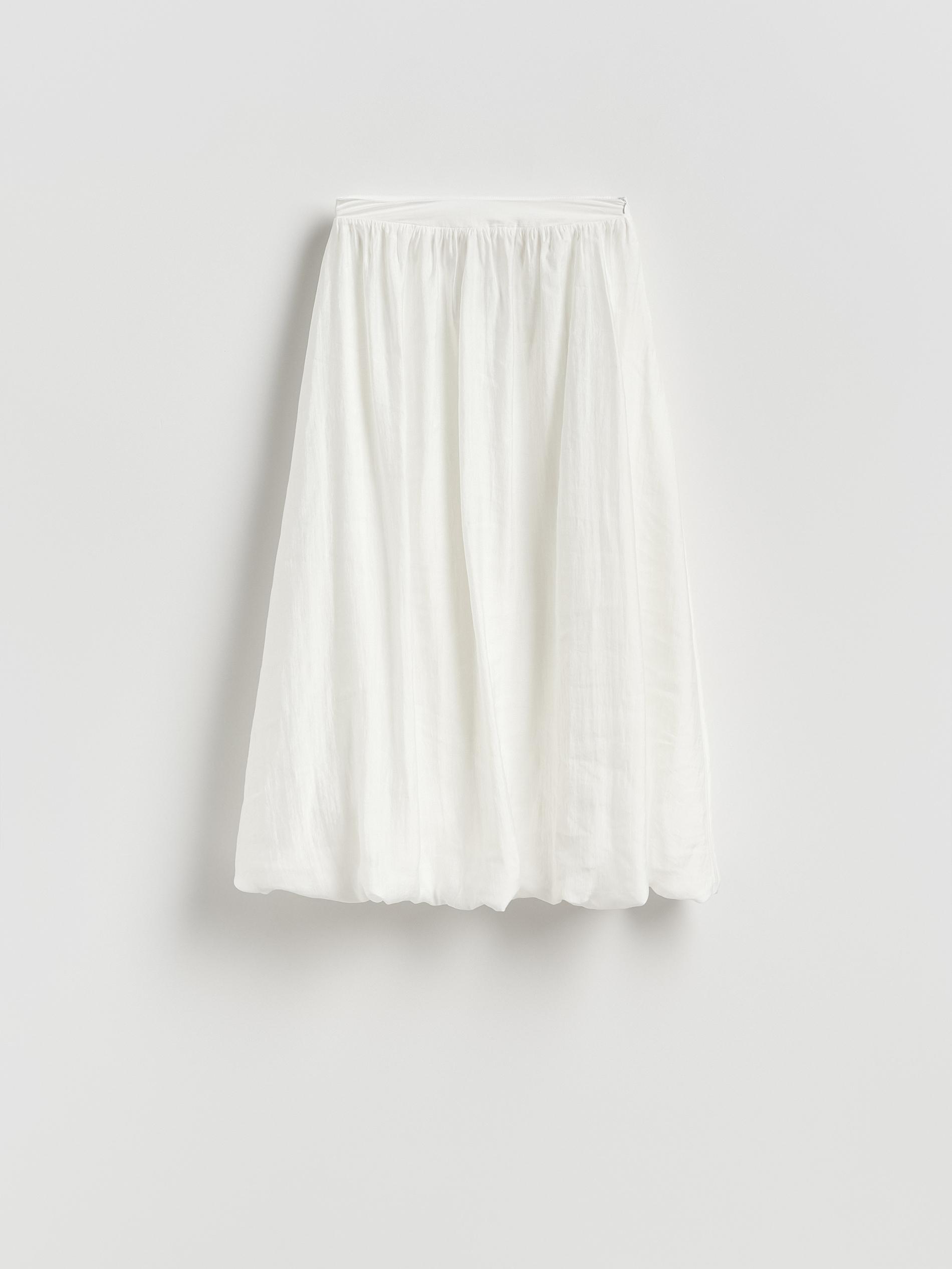 Cream Lyocell Blend Skirt, Ivory, large image number 6