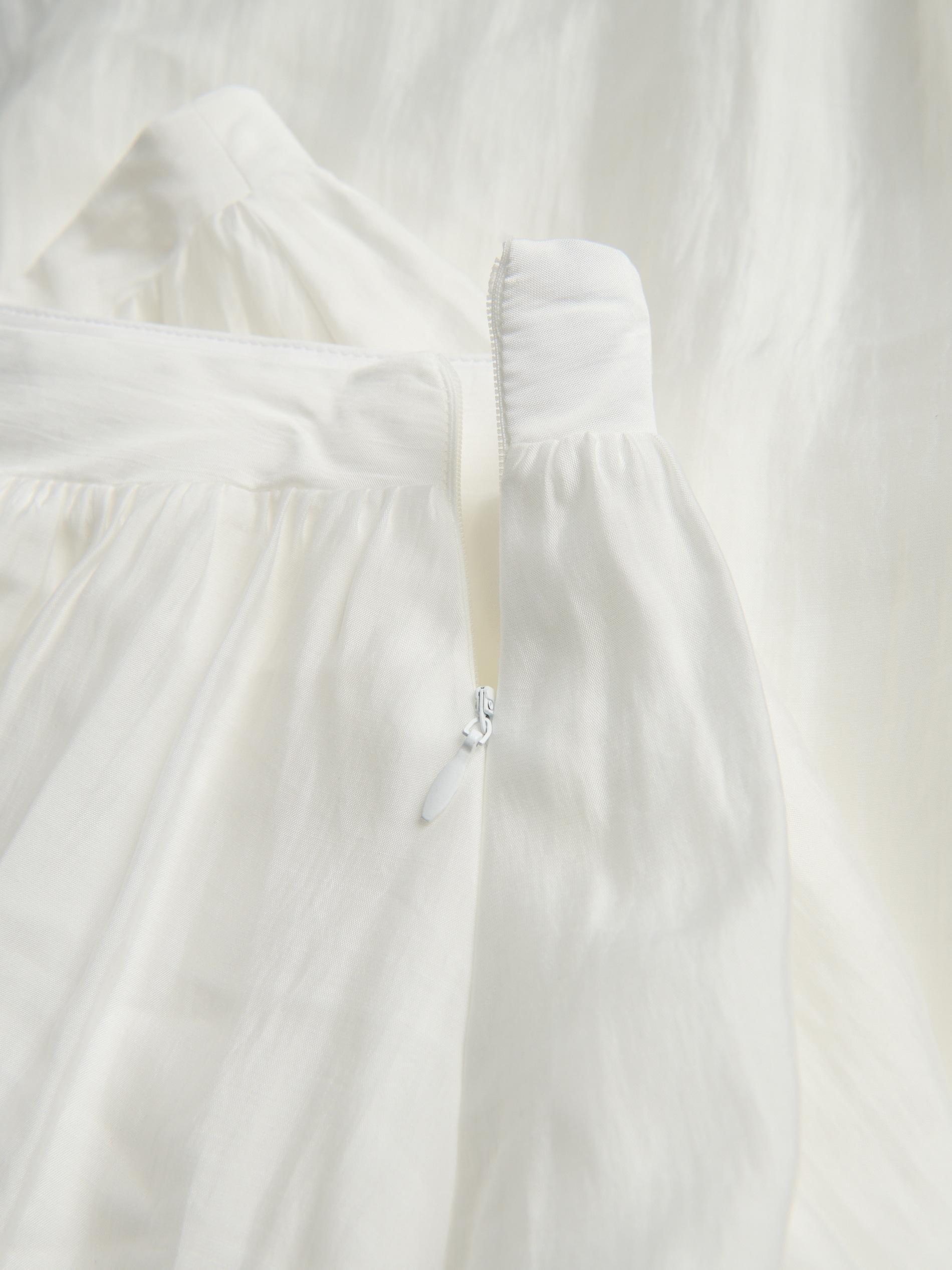 Cream Lyocell Blend Skirt, Ivory, large image number 7