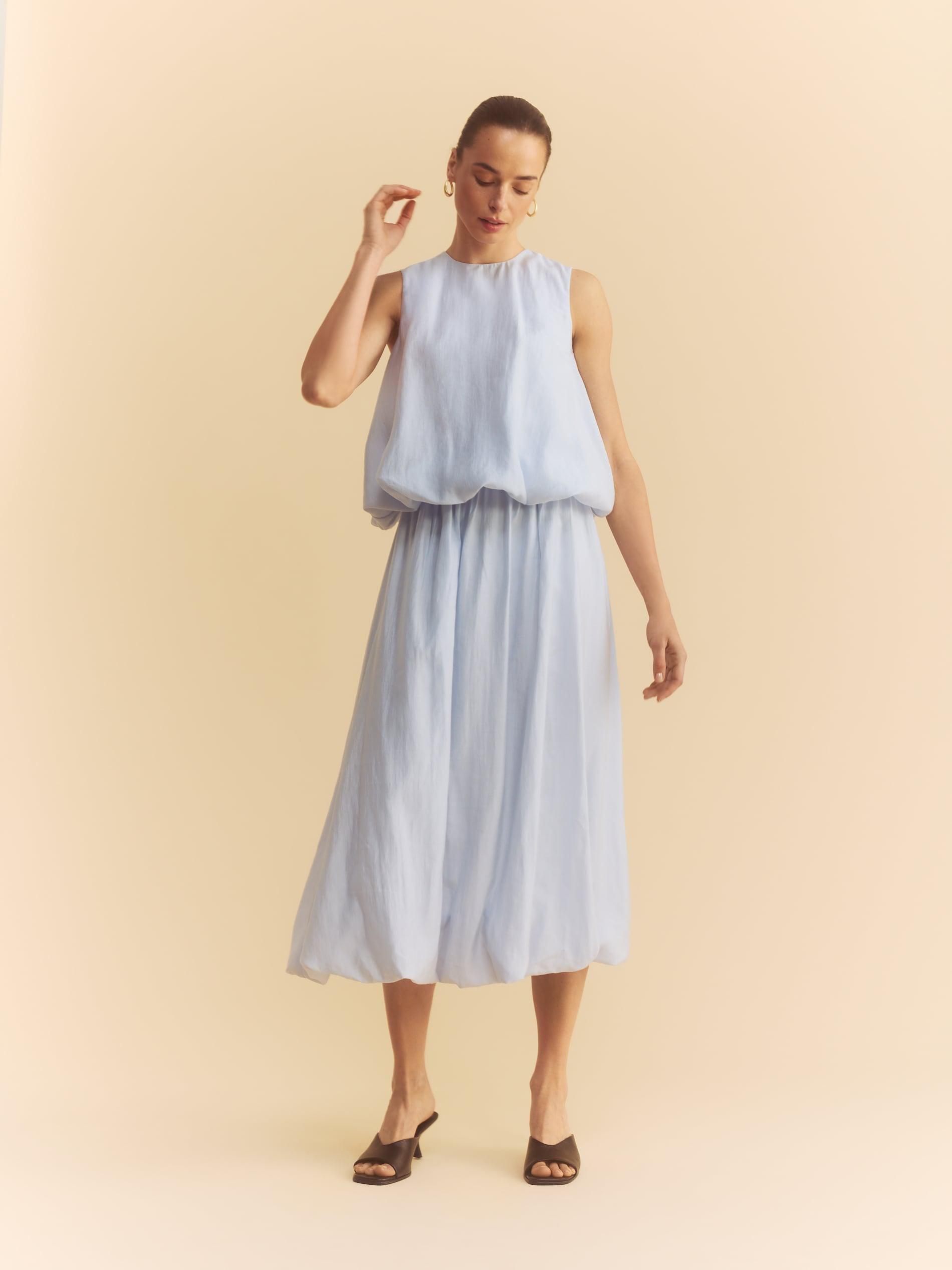 Blue Lyocell Blend Skirt, Blue, large image number 5