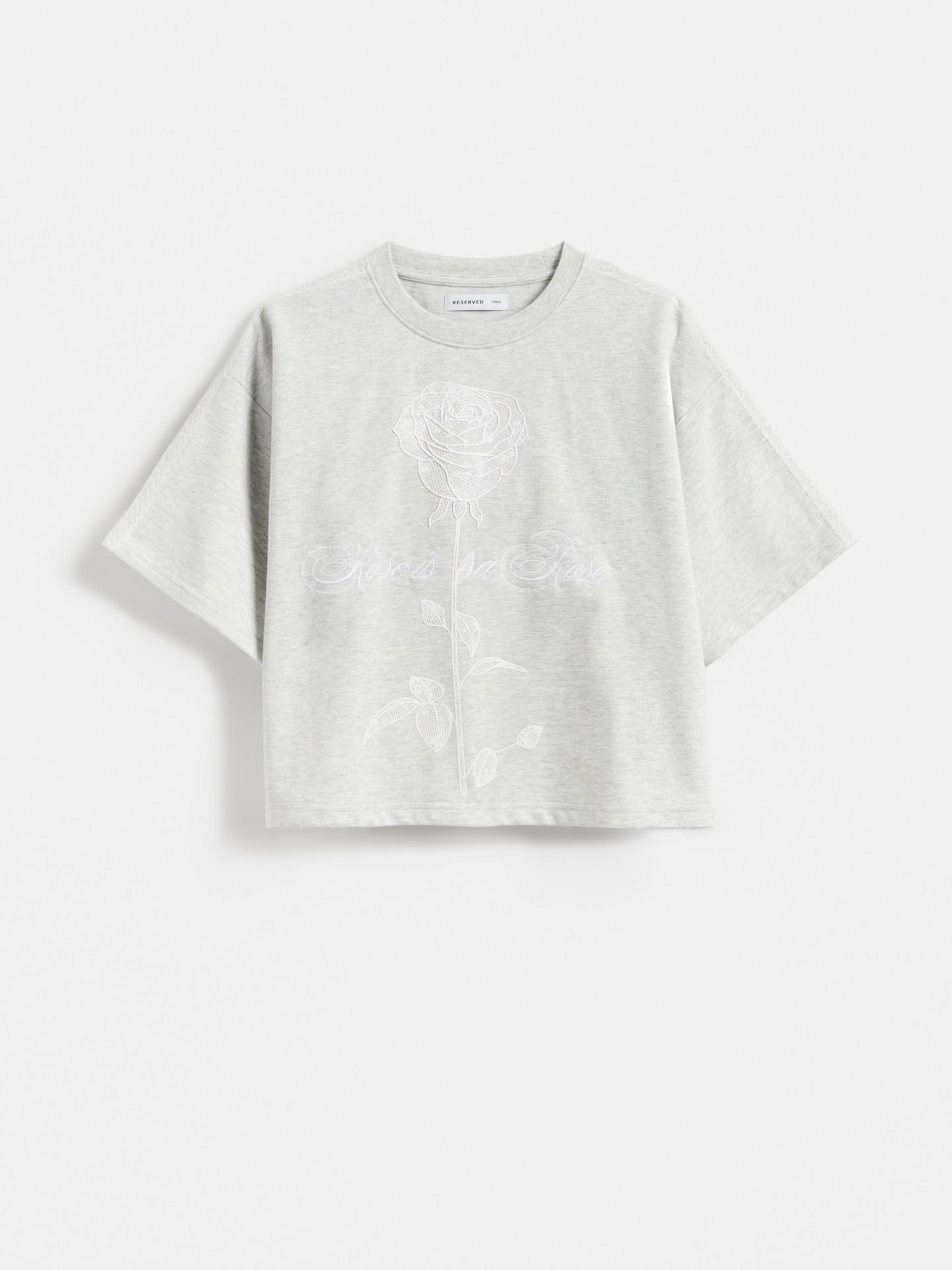 Grey Cropped T-Shirt, Light grey, medium