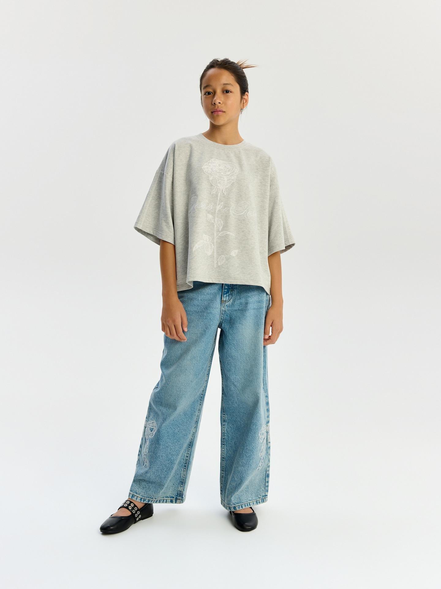 Grey Cropped T-Shirt, Light grey, medium
