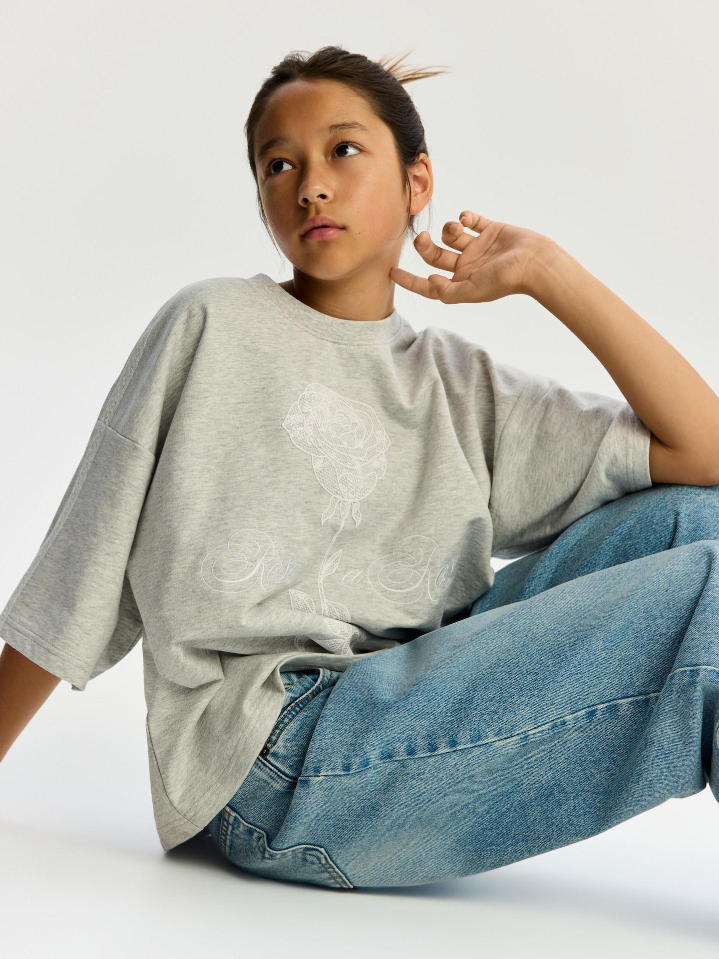 Grey Cropped T-Shirt, Light grey, large image number 3