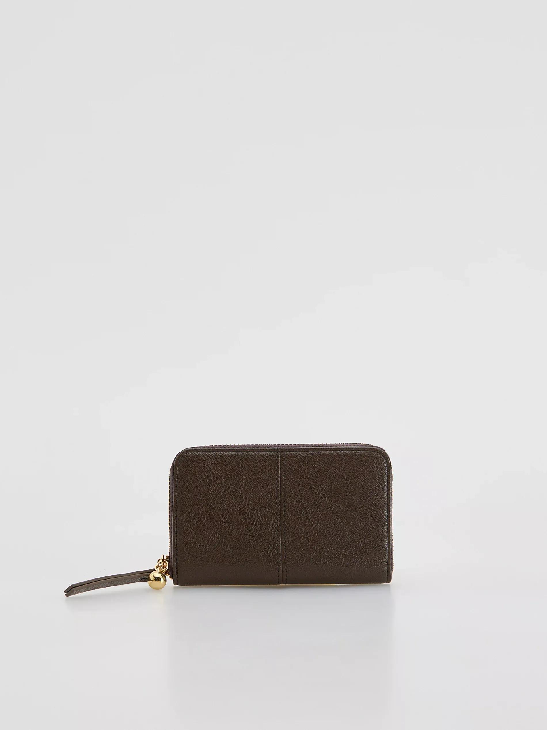 DARK BROWN Zip up wallet, Brown, large image number 0