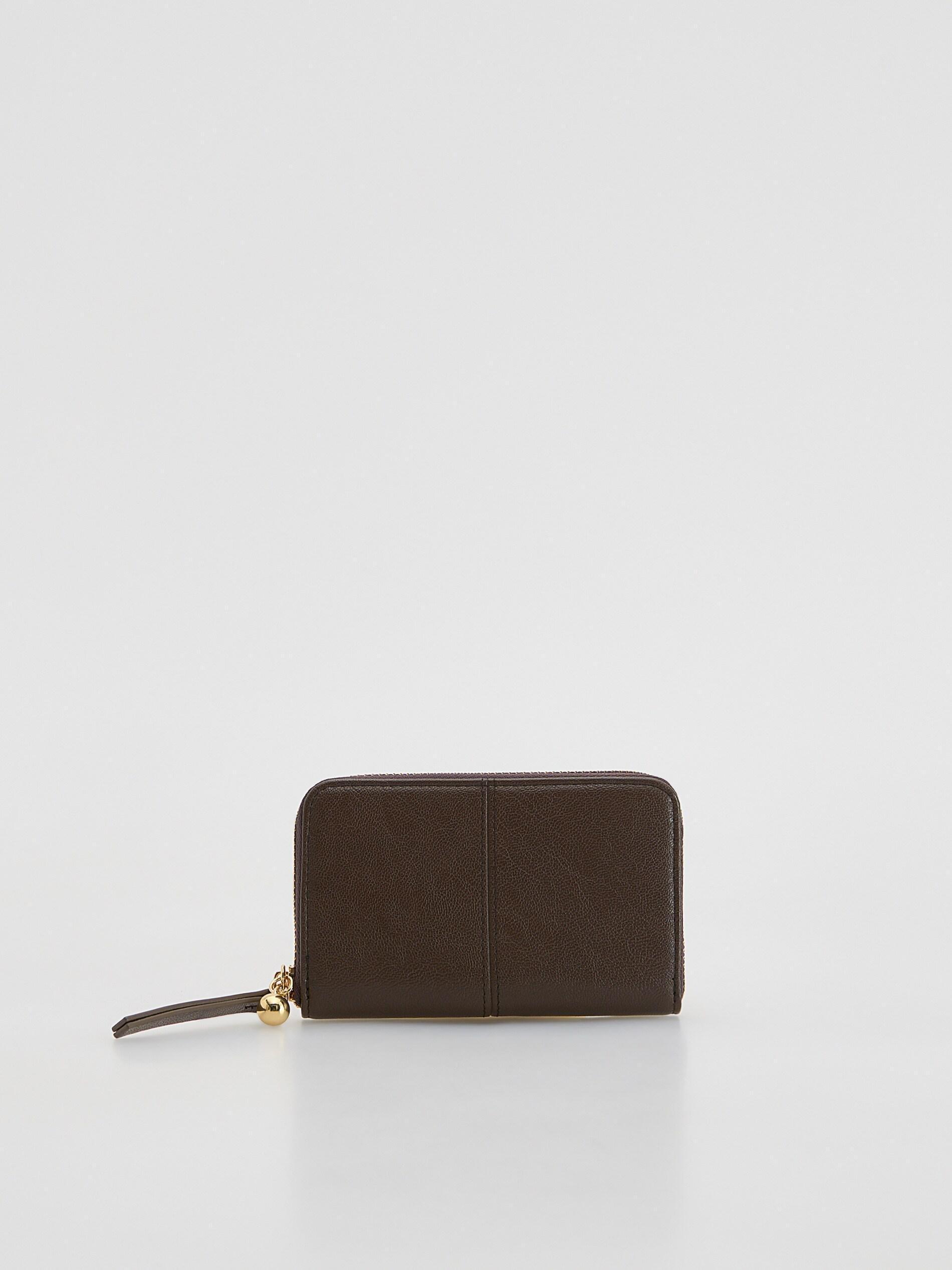 DARK BROWN Zip up wallet, Brown, medium