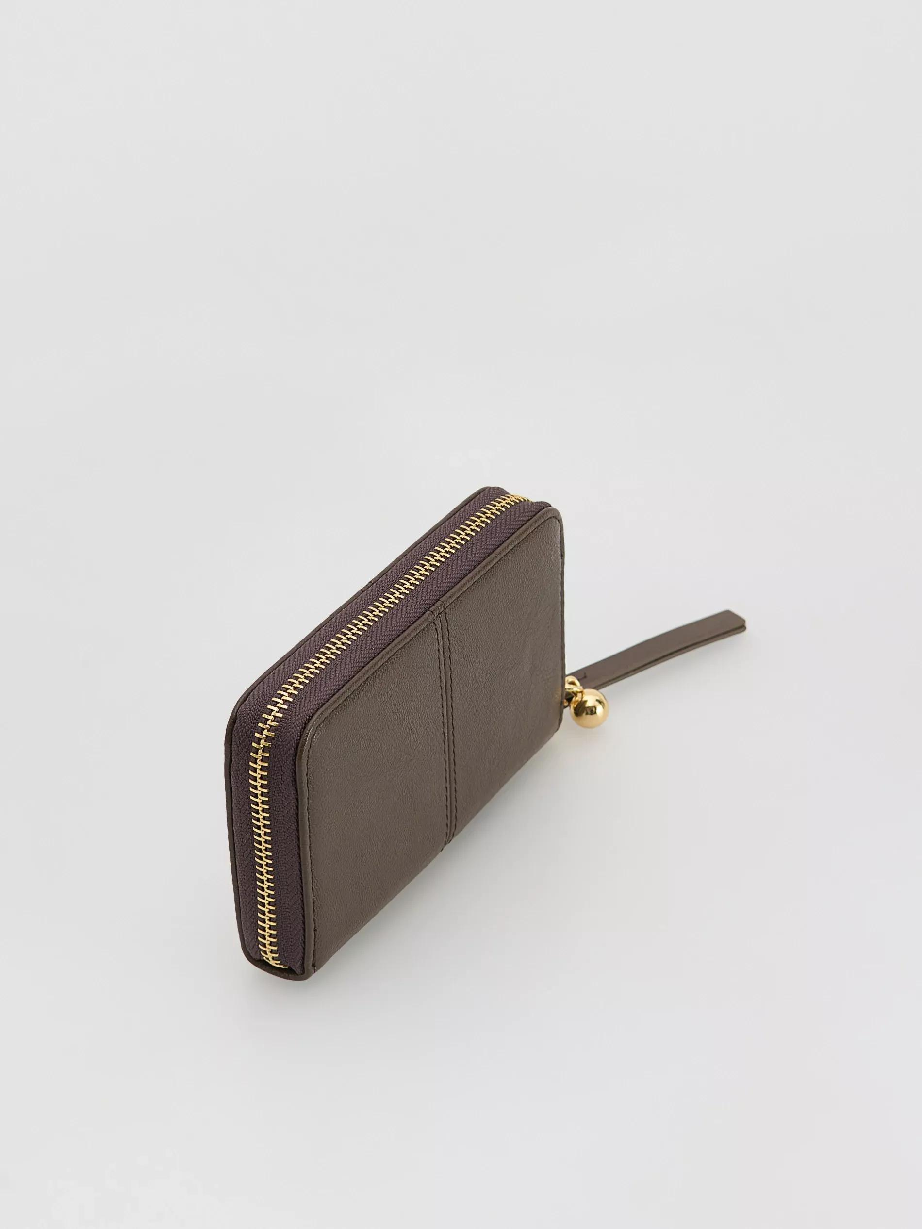 DARK BROWN Zip up wallet, Brown, large image number 1