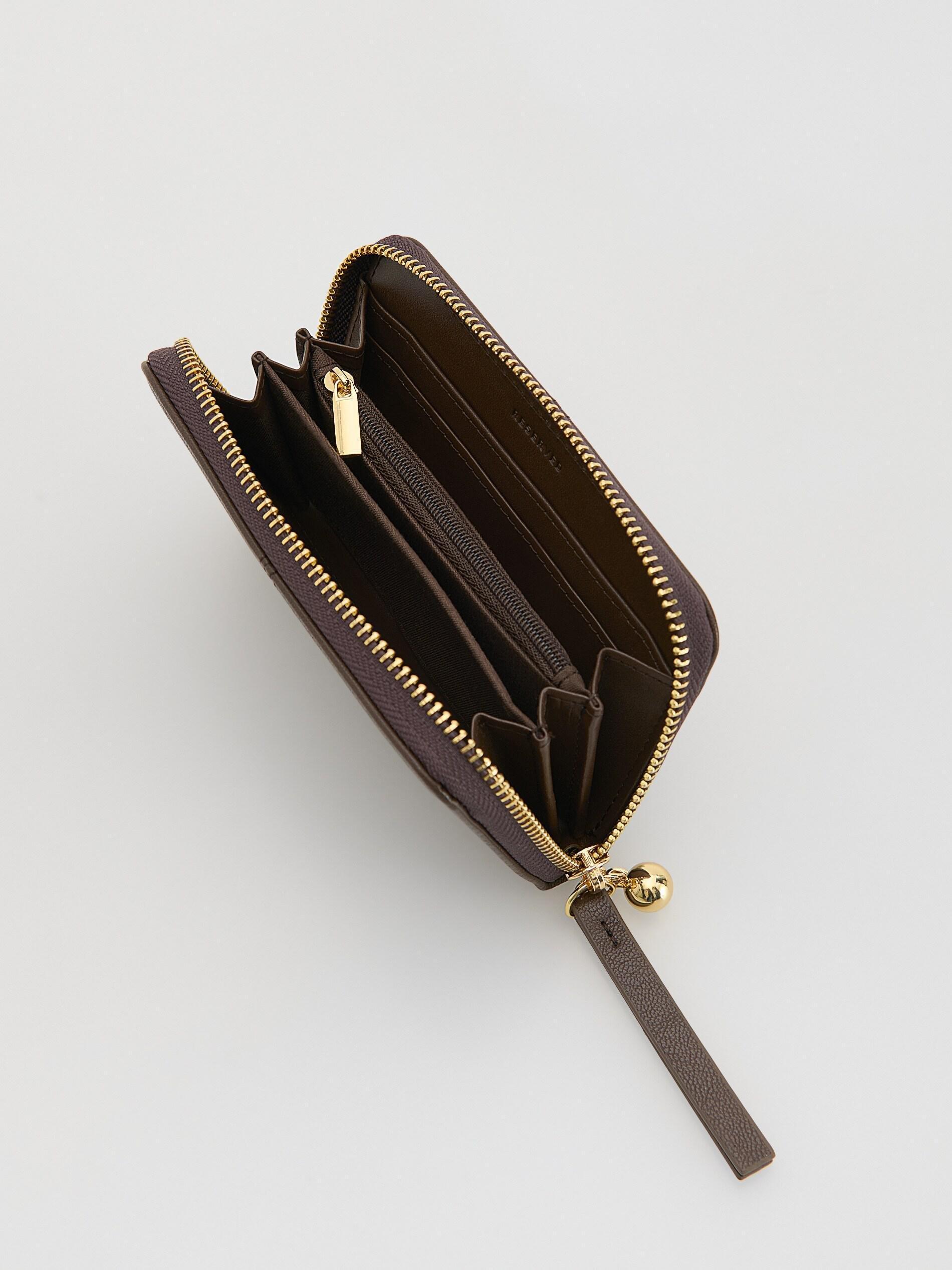 Brown Zip Up Wallet, Brown, medium