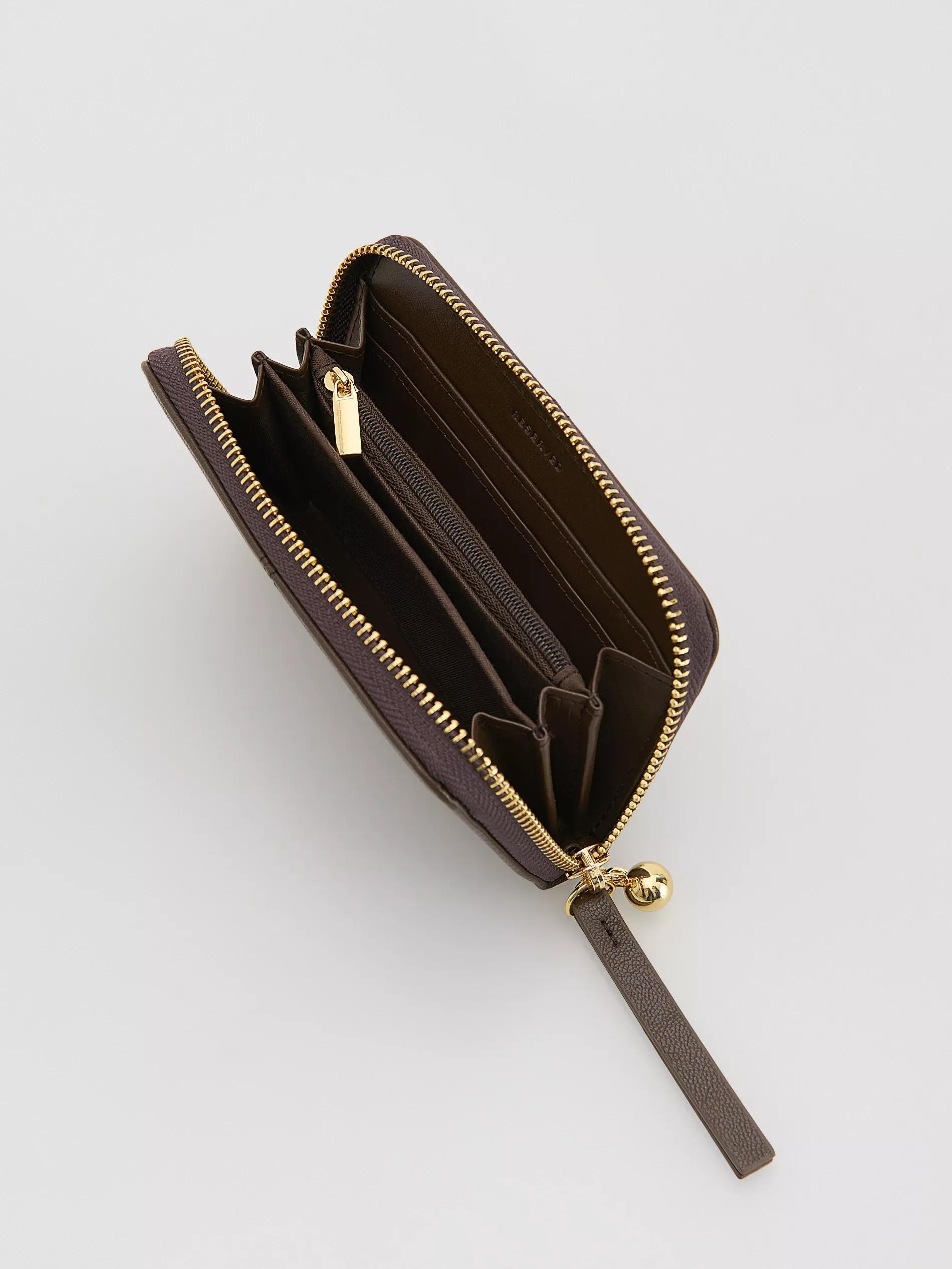 DARK BROWN Zip up wallet, Brown, large image number 2