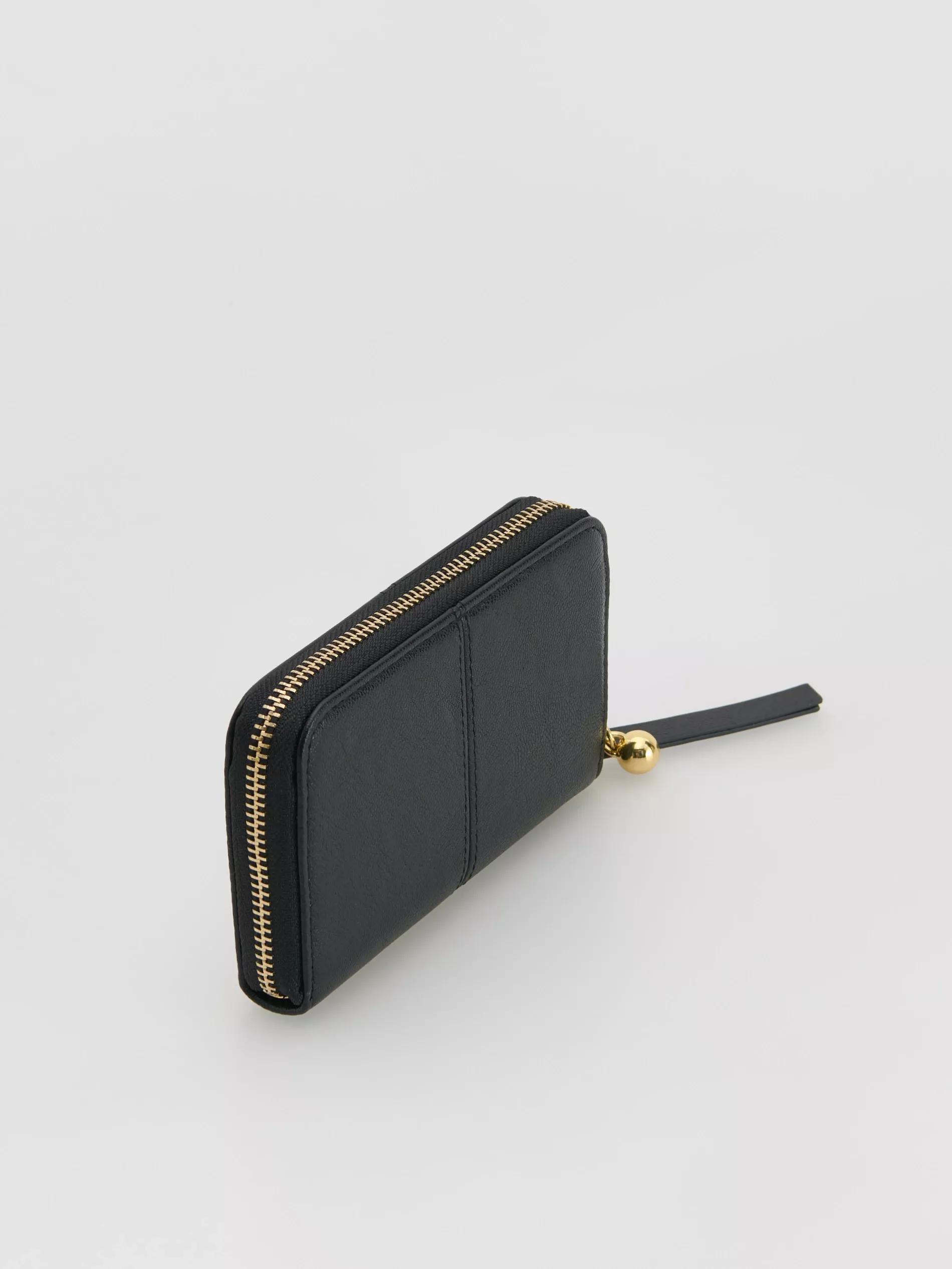 BLACK Zip up wallet, Black, medium