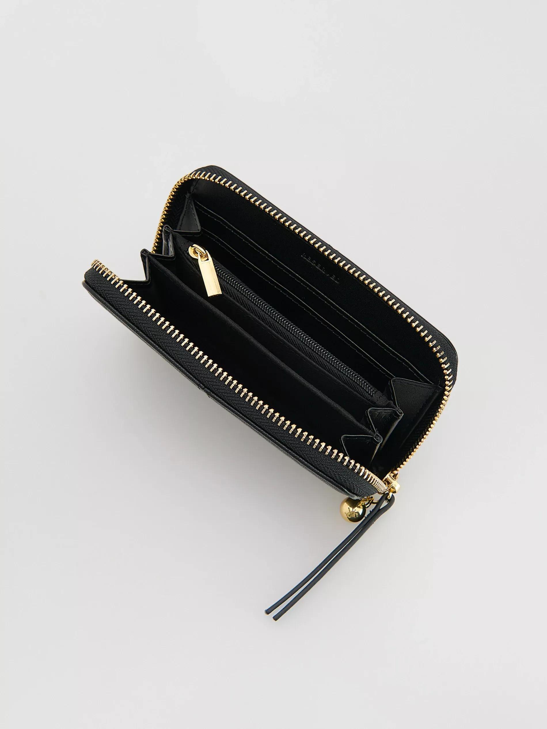 BLACK Zip up wallet, Black, medium