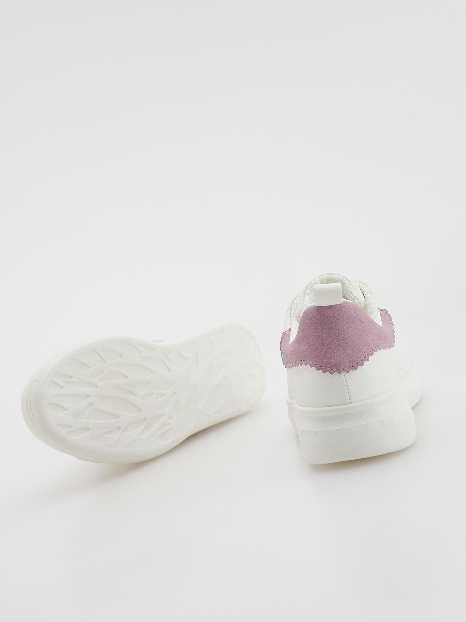 White White Faux Leather Sneakers, White, large image number 2