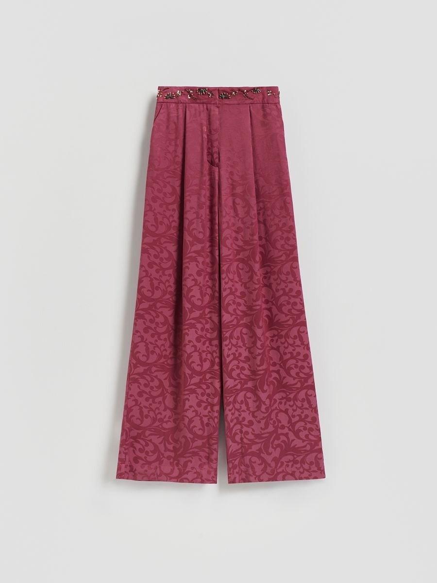 Fuchsia Patterned viscose trousers, Pink, medium