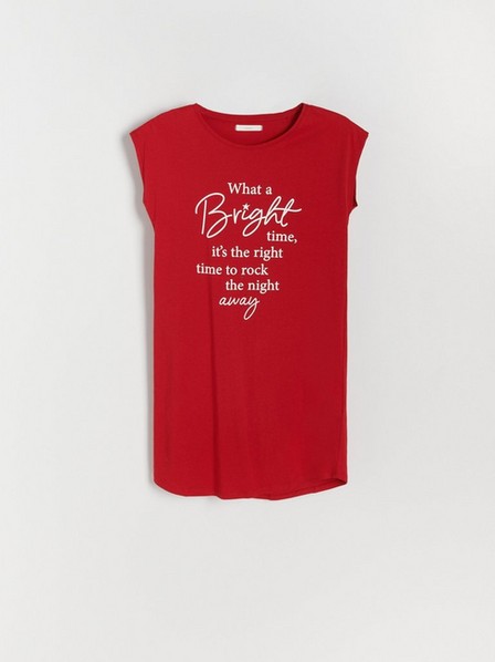 Reserved - Red Nightdress With A Festive Motif