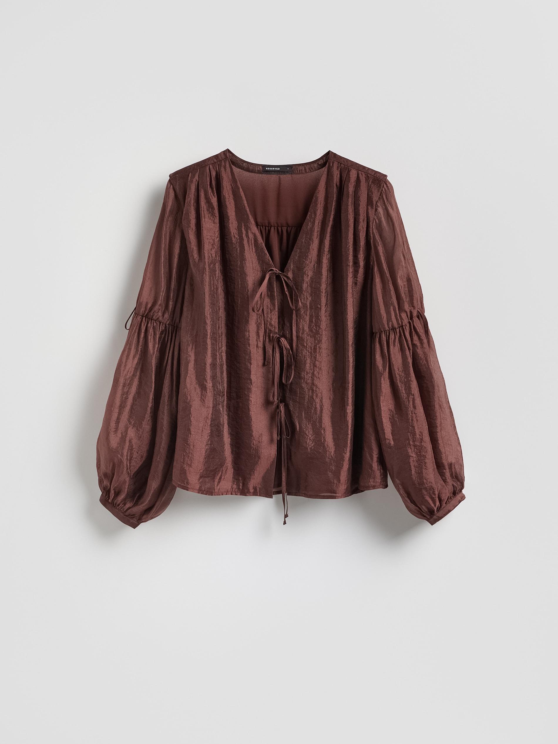 Brown Blouse With Decorative Tie Detail, Brown, large image number 4