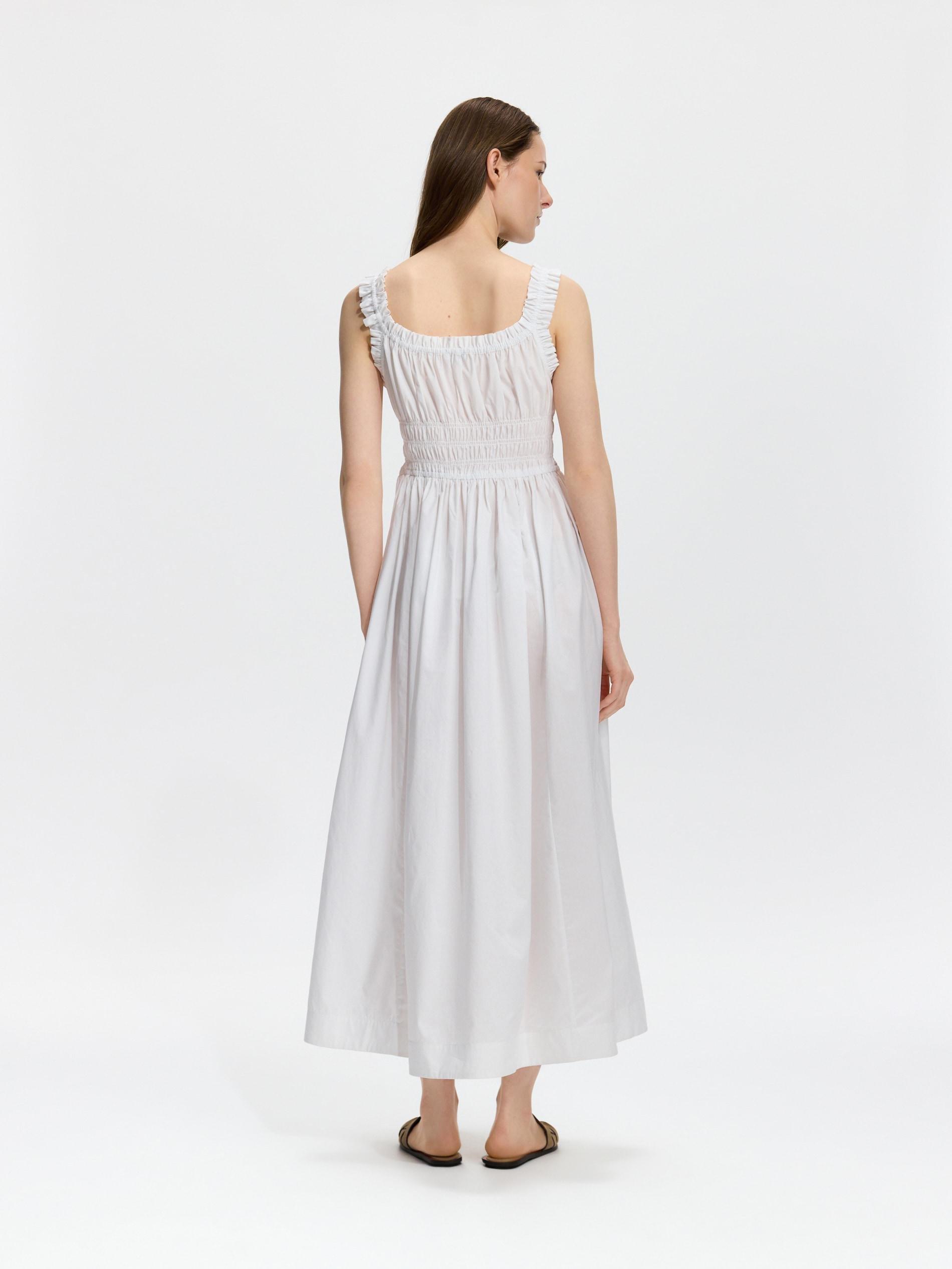 White Lyocell Rich Midi Dress, White, large image number 2