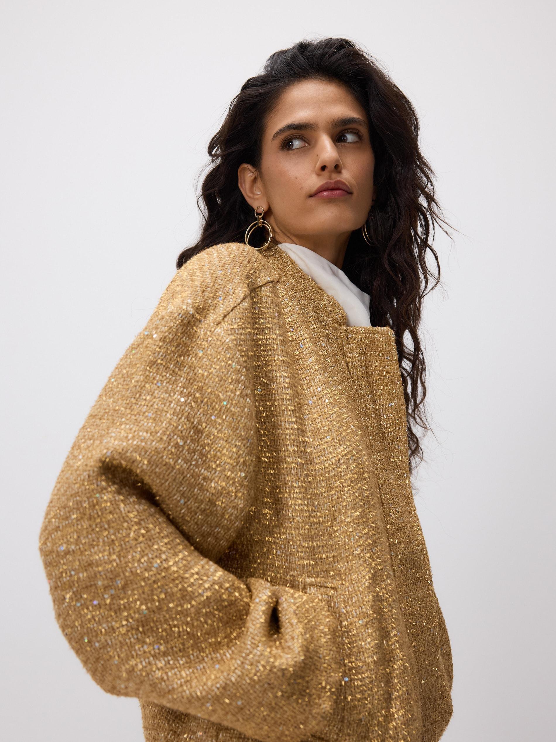Gold Bomber Jacket, Golden, medium