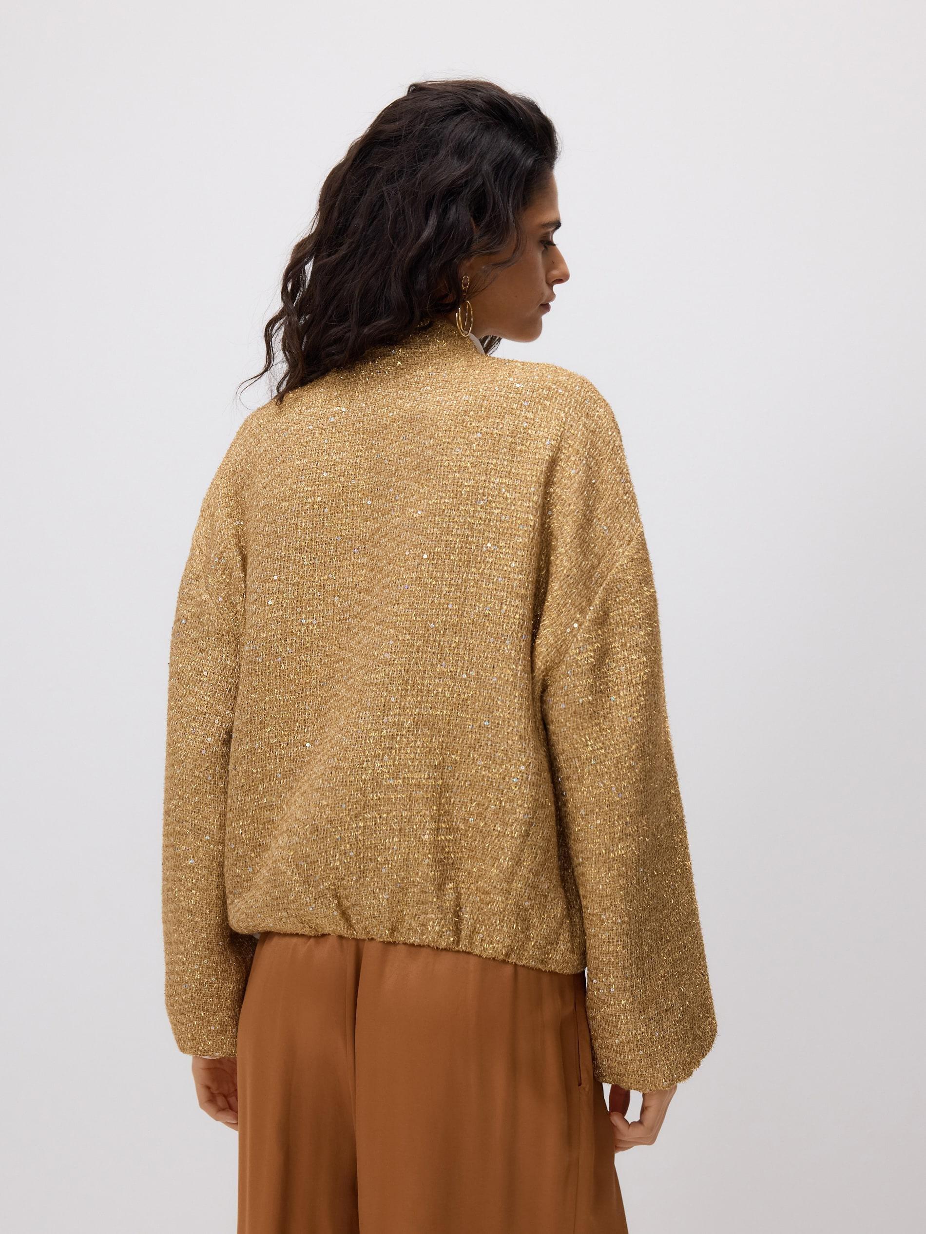 Gold Bomber Jacket, Golden, medium