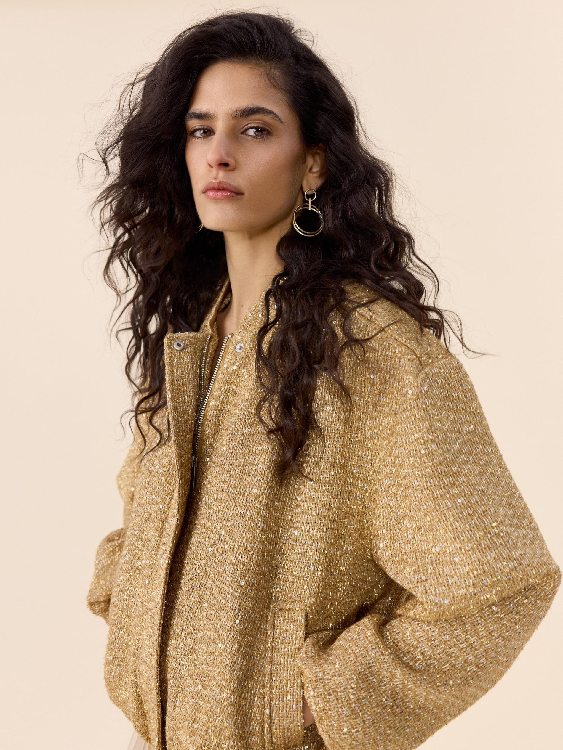 Gold Bomber Jacket, Golden, large image number 4