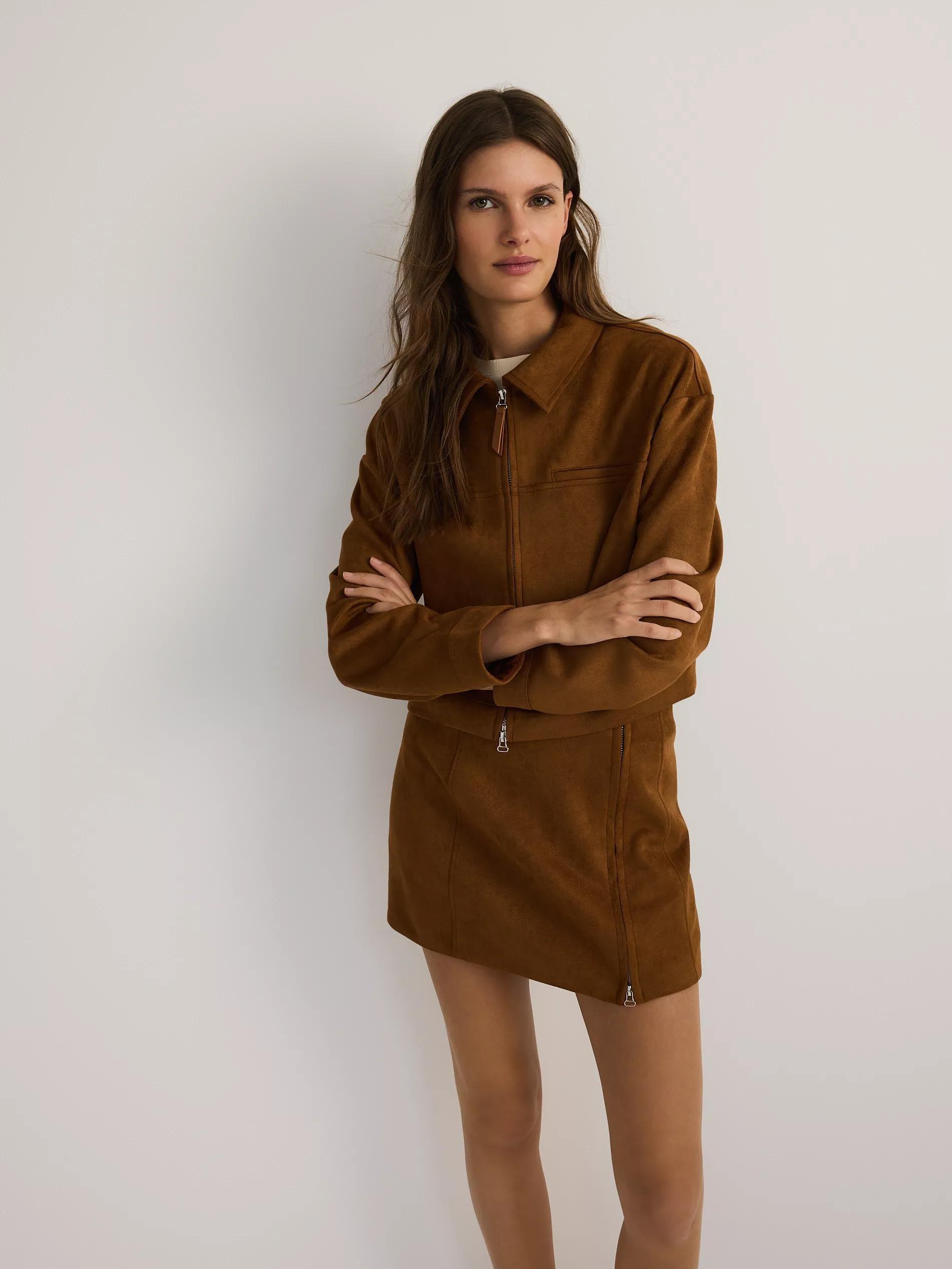 Brown Suede-Effect Jacket, , large image number 0