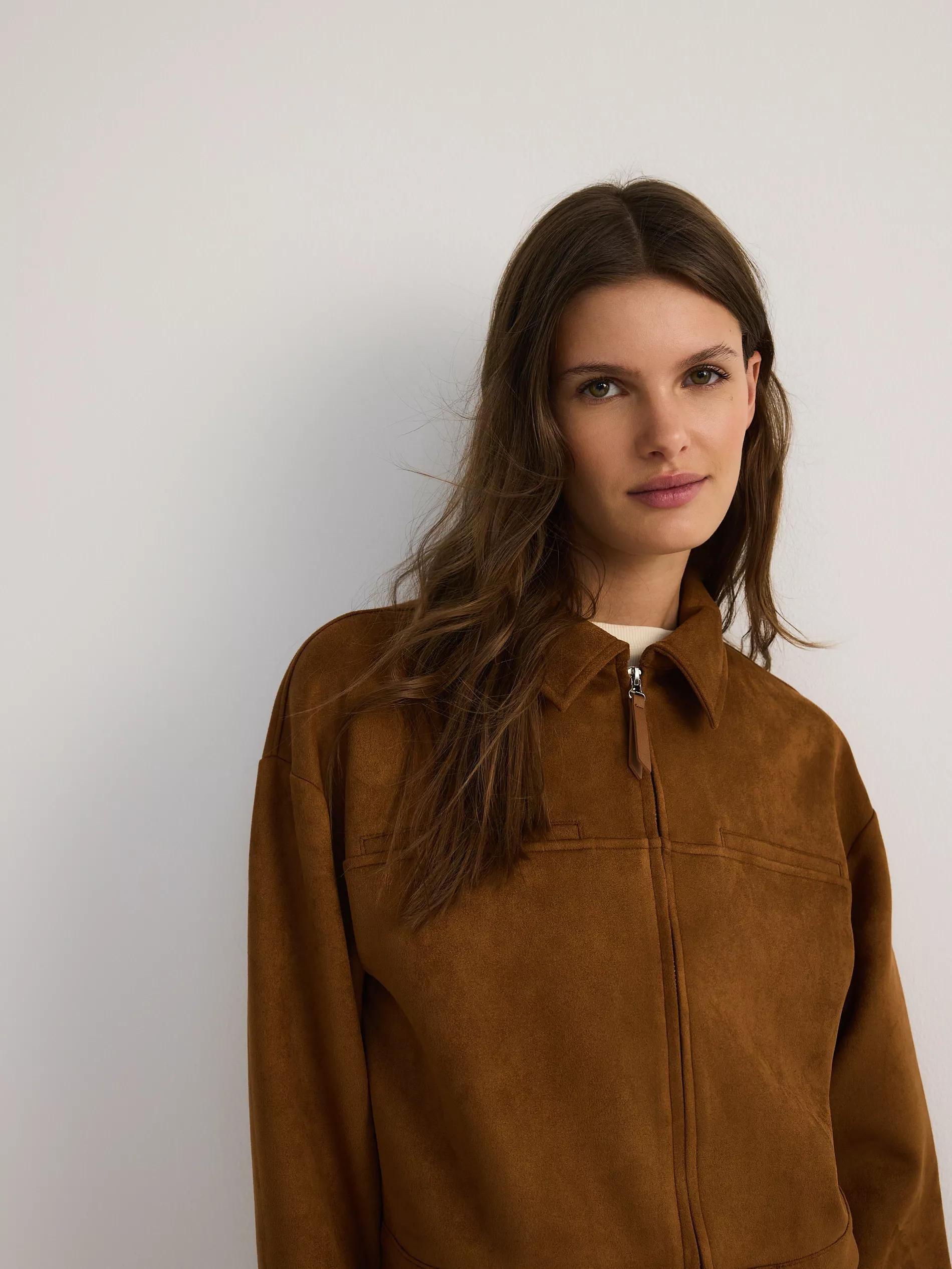 Brown Suede-Effect Jacket, , large image number 1