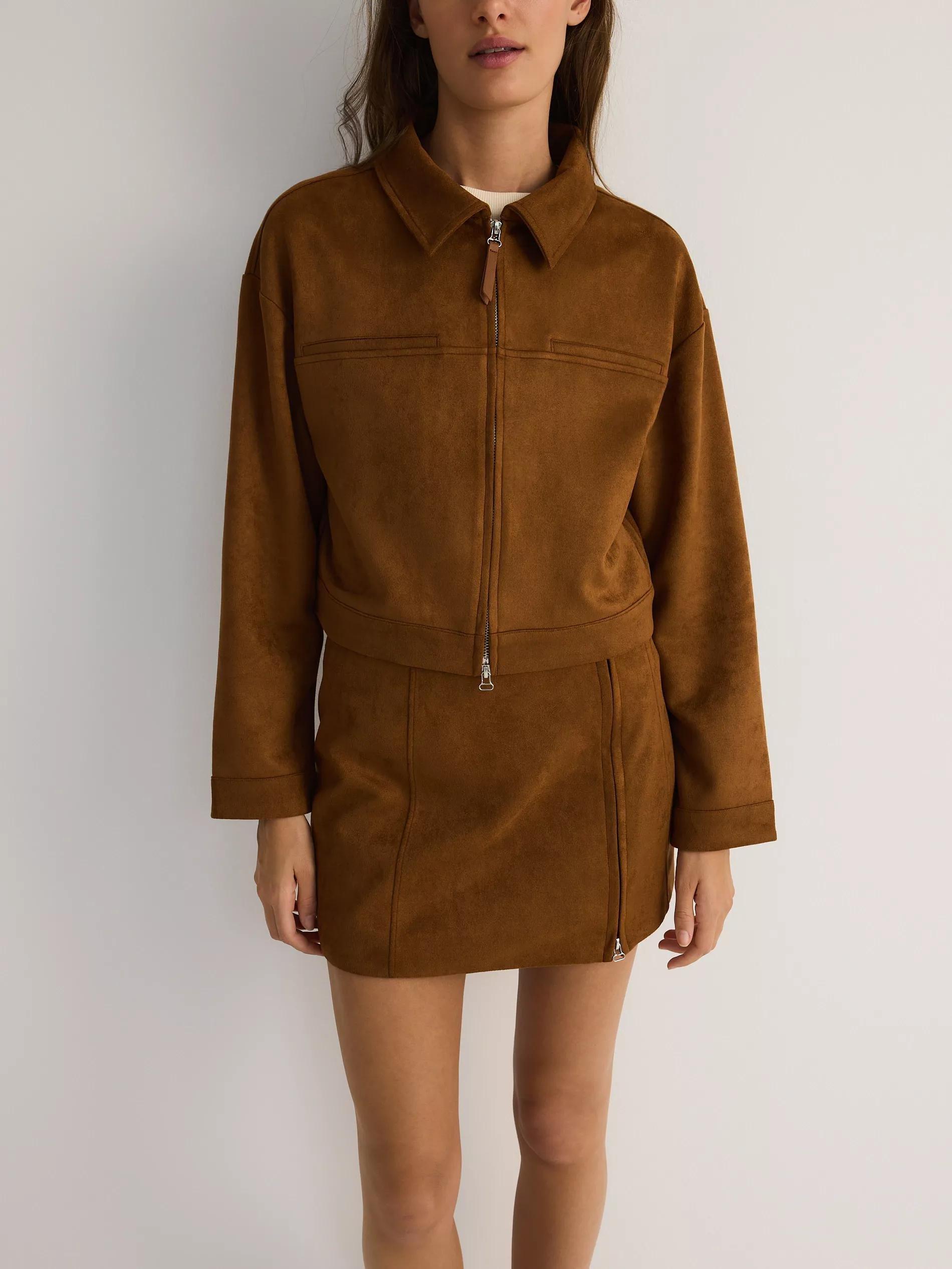 Brown Suede-Effect Jacket, , large image number 2