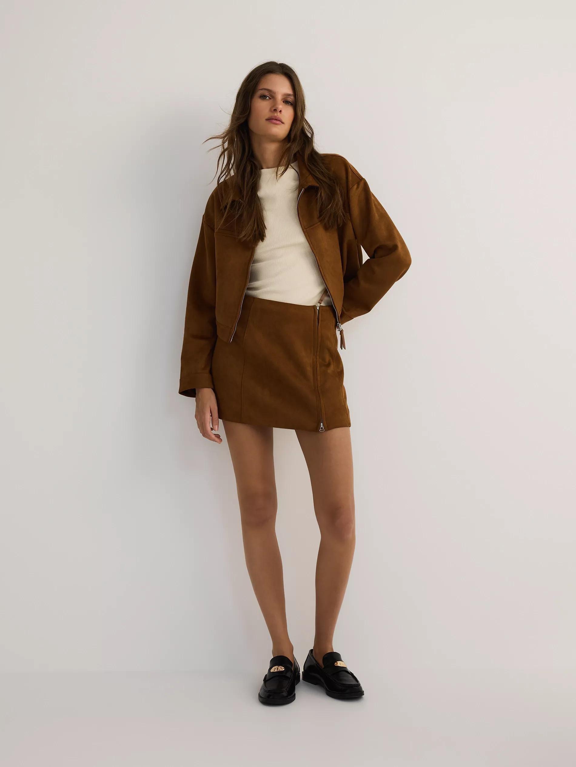 Brown Suede-Effect Jacket, , large image number 3