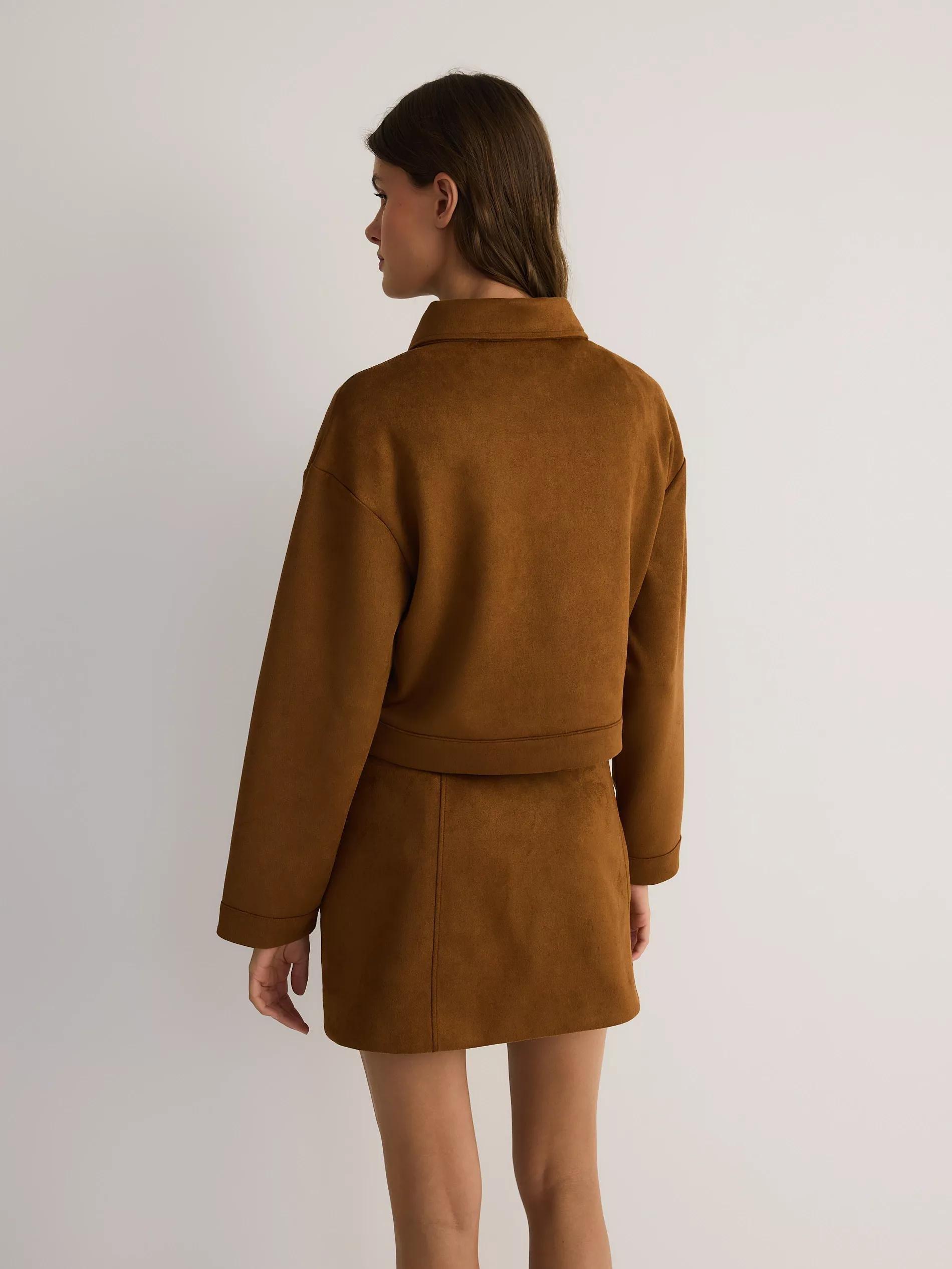 Brown Suede-Effect Jacket, , large image number 4