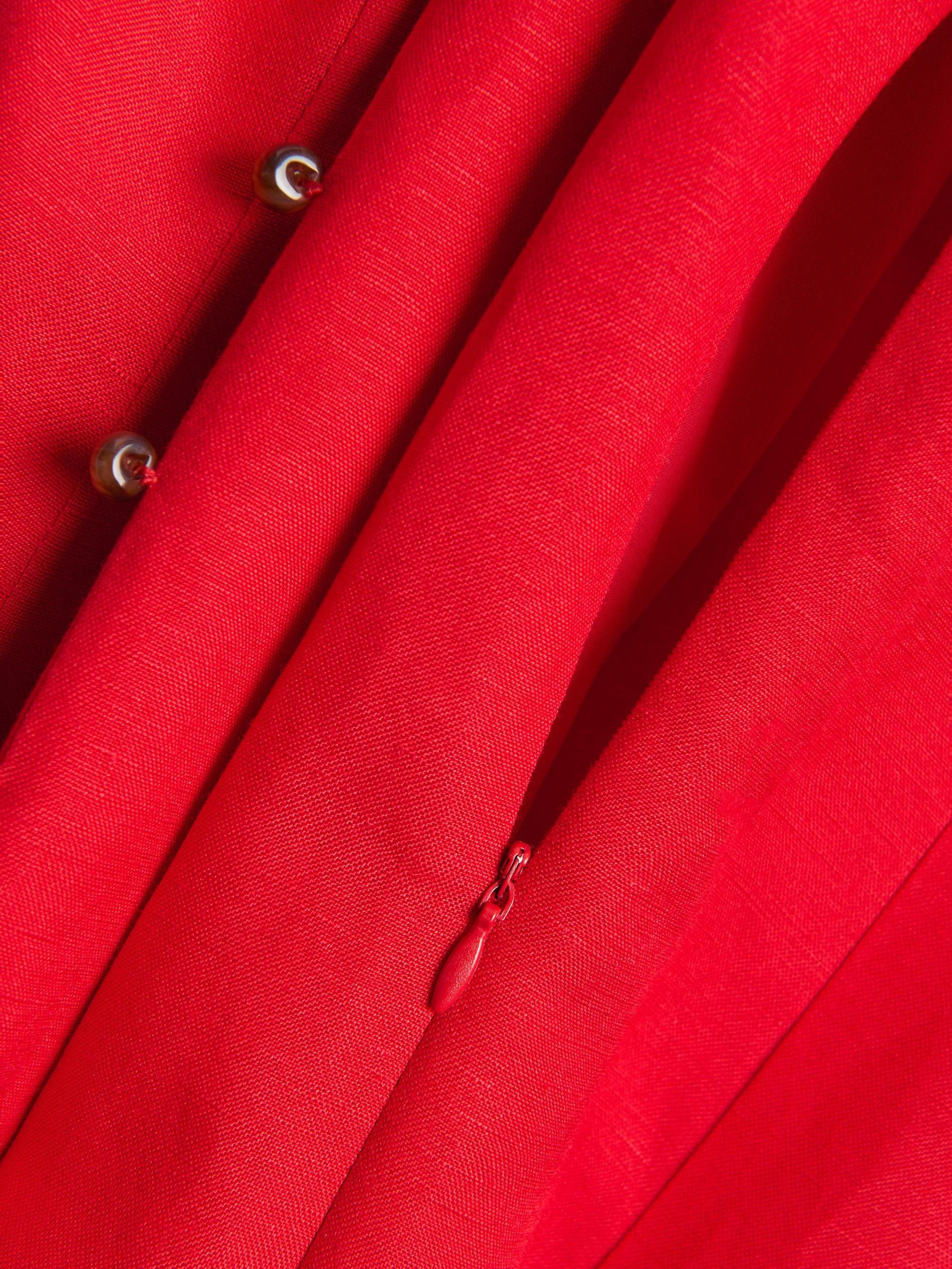Red Linen Blend Midi Dress, Red, large image number 4