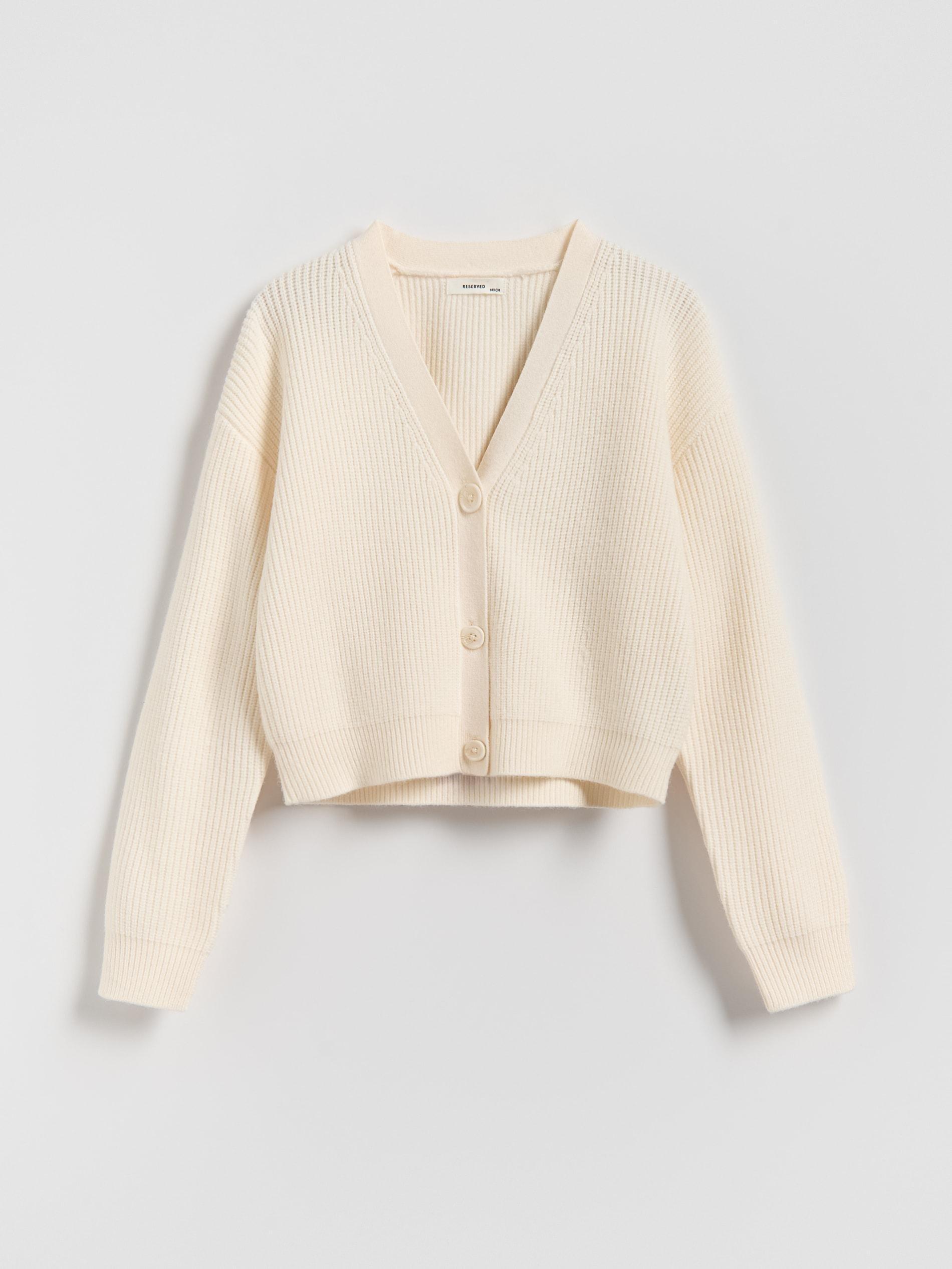 Cream Viscose Blend Cardigan, Ivory, medium