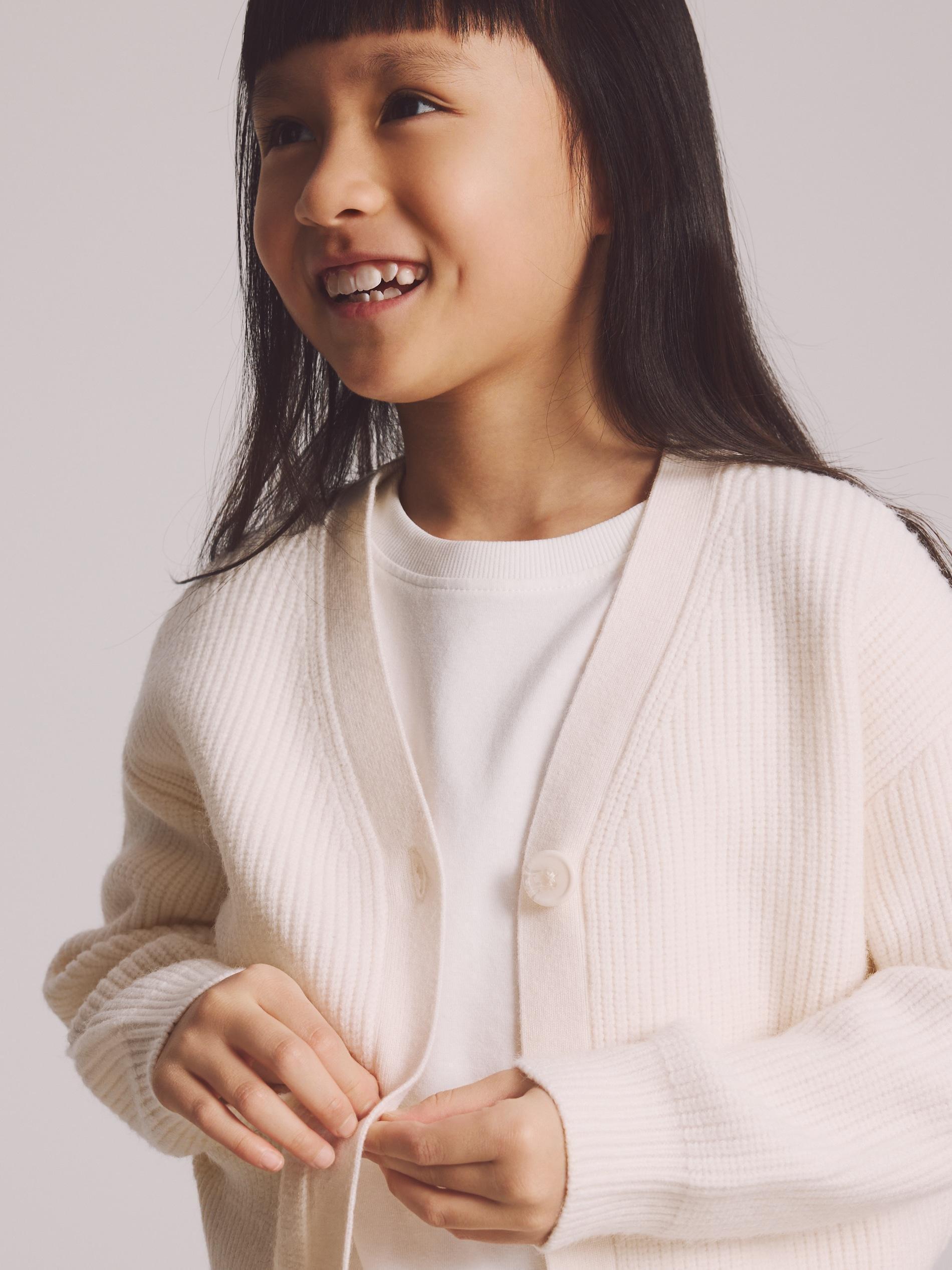 Cream Viscose Blend Cardigan, Ivory, large image number 3